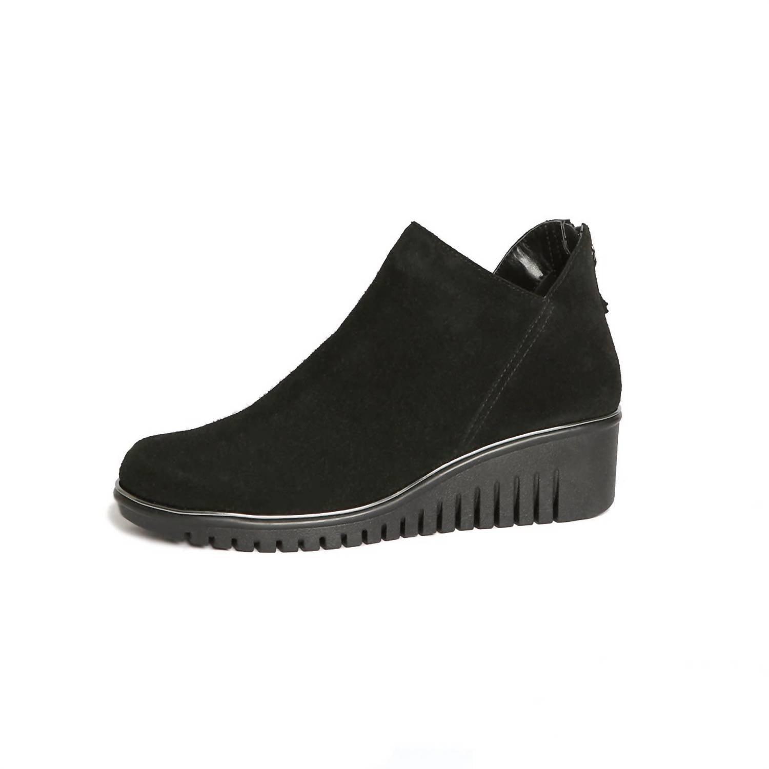 black wedge heel bootie
