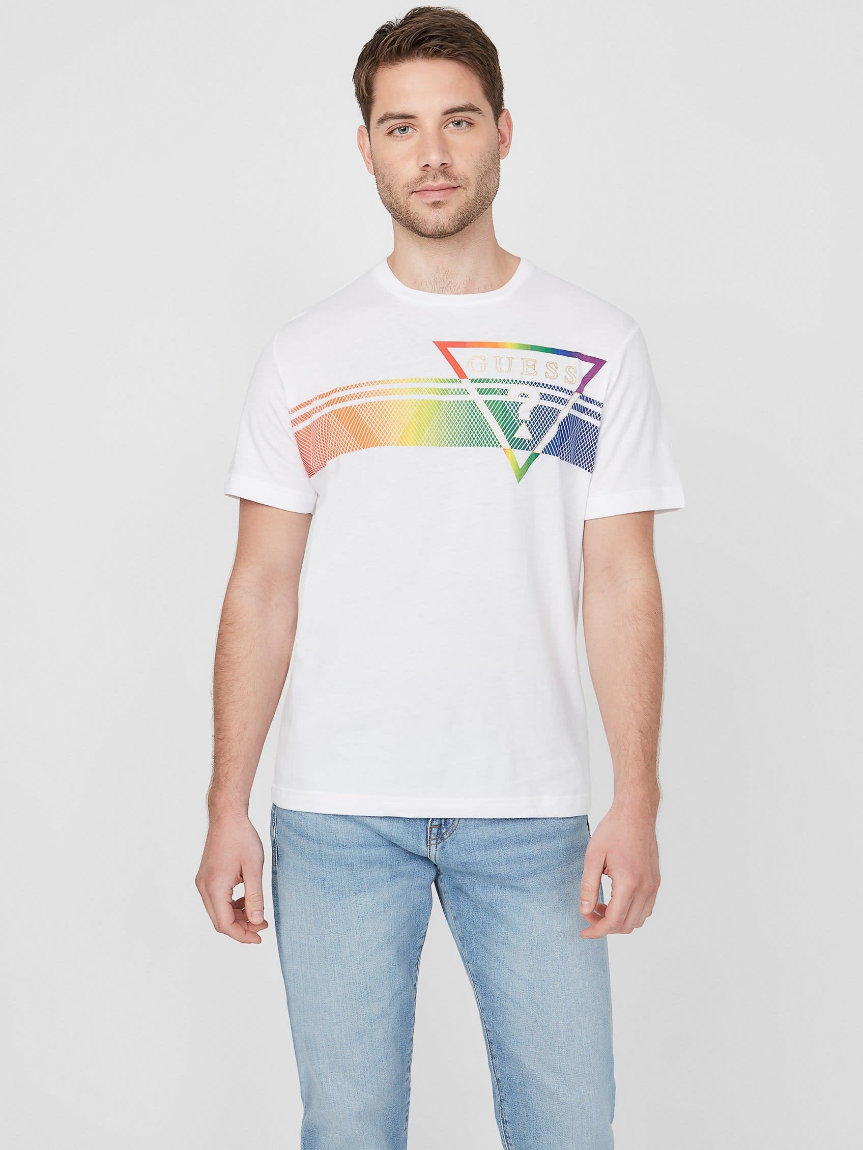 Guess Factory Pekah Rainbow Logo Tee in White for Men | Lyst