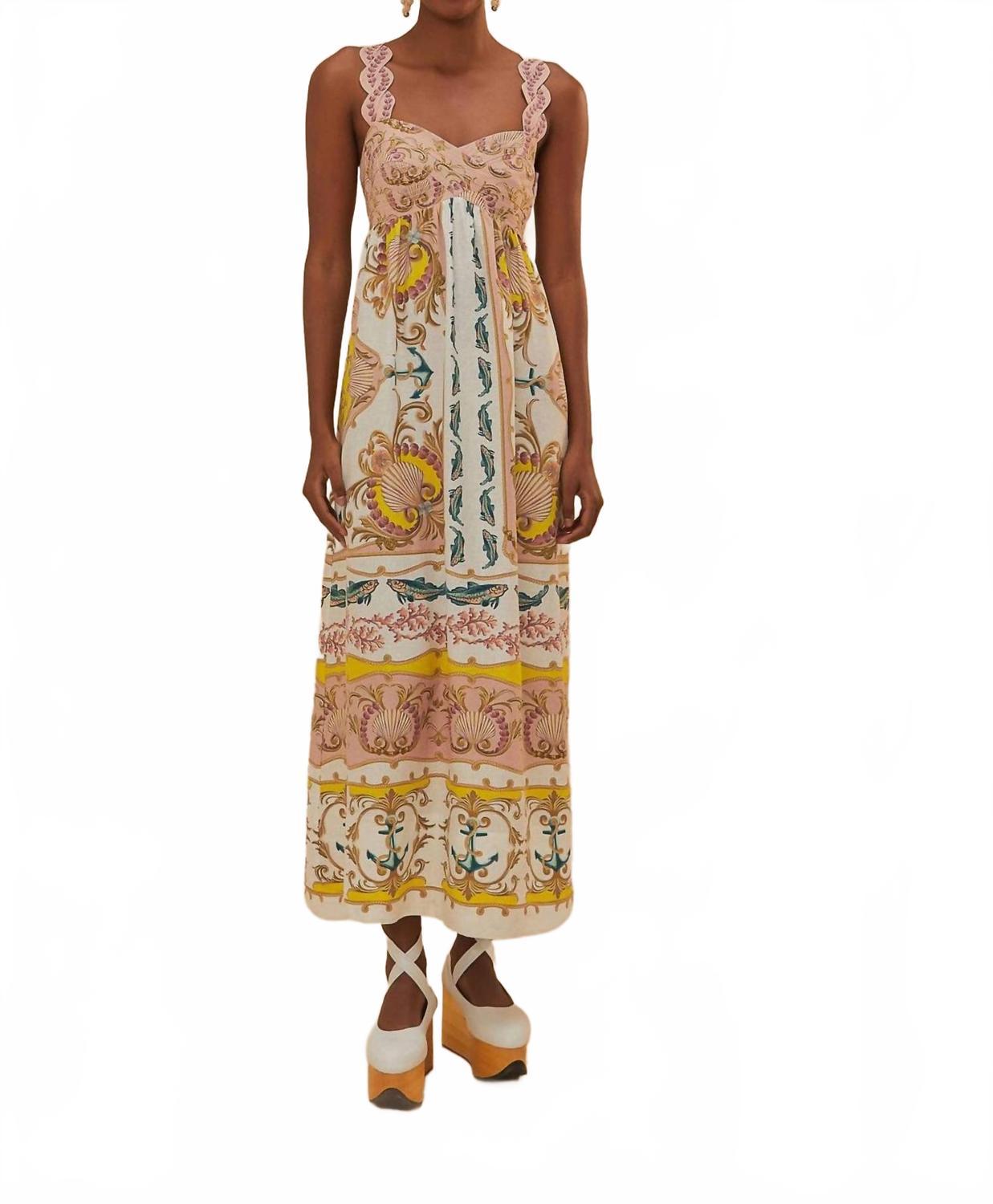 chinese dress ladies Light Yellow Poppy Flowers Sleeveless Lenzing™ Ecovero™ Viscose Maxi Dress