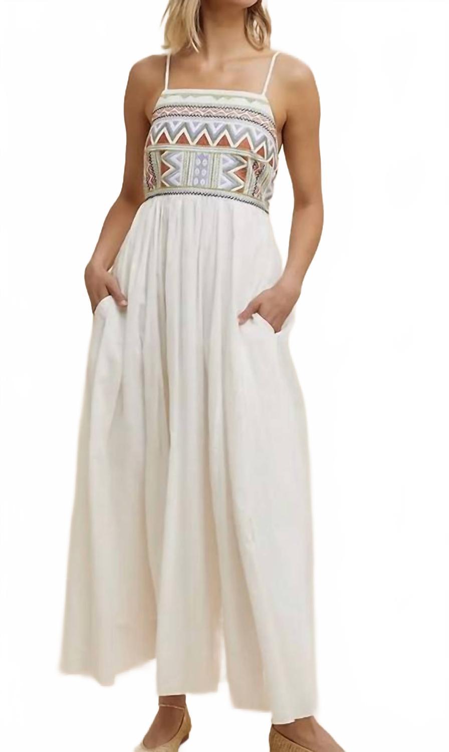 in loom embroidered dress Smocked Neck Embroidered Midi Dress – Penelope The Label main image 0