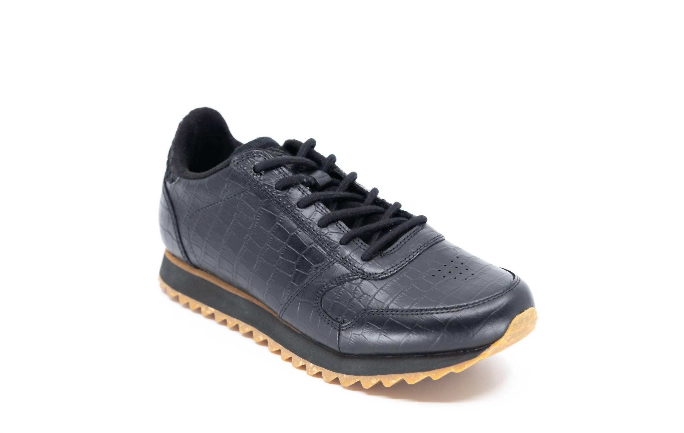 Woden Ydun Croco Shiny Sneaker in Black | Lyst