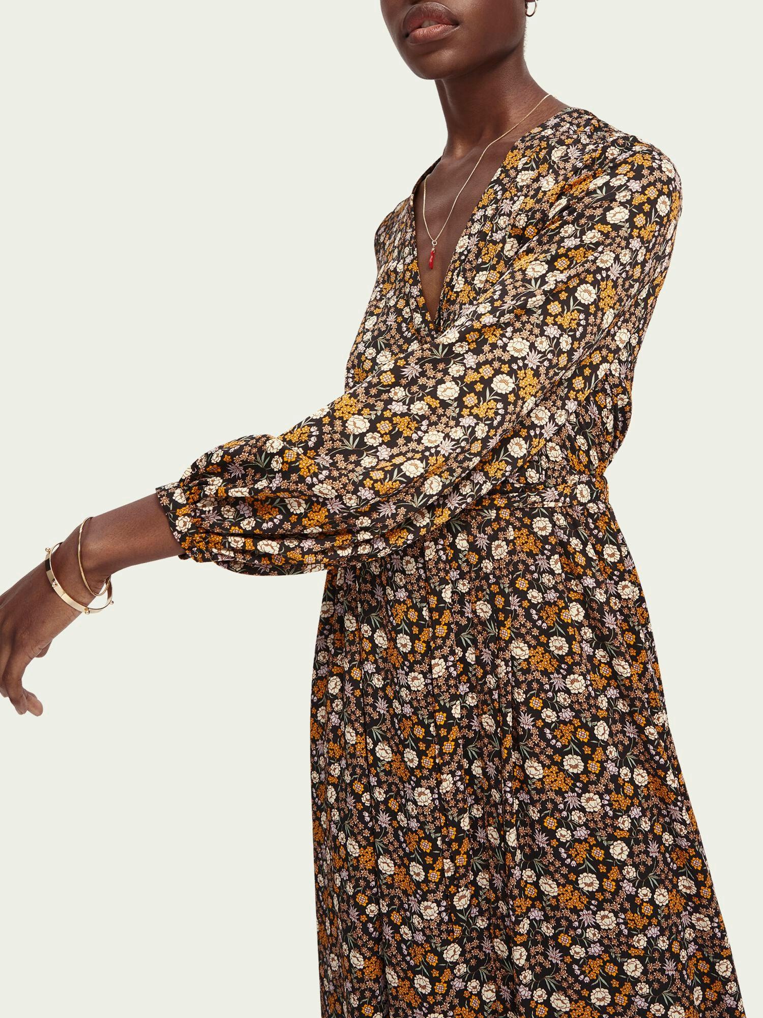 Soda Floral Print Maxi Wrap Dress 