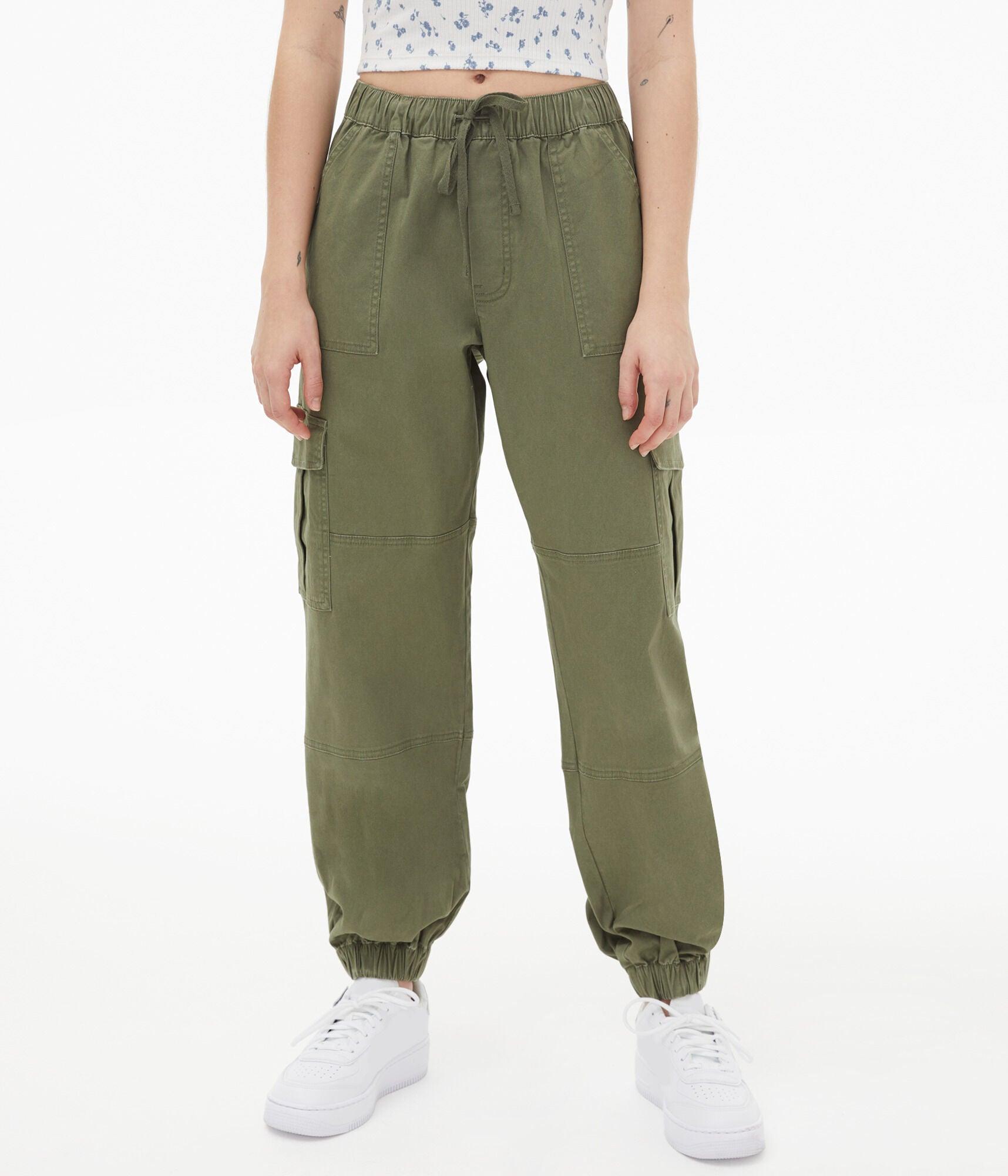 Aéropostale Baggy High-rise Cinched Cargo Pants in Green