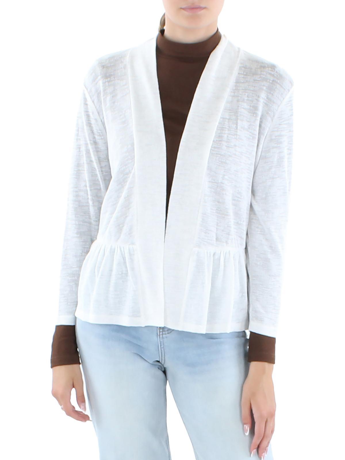 Kasper Sheer Open Front Cardigan Sweater in White | Lyst
