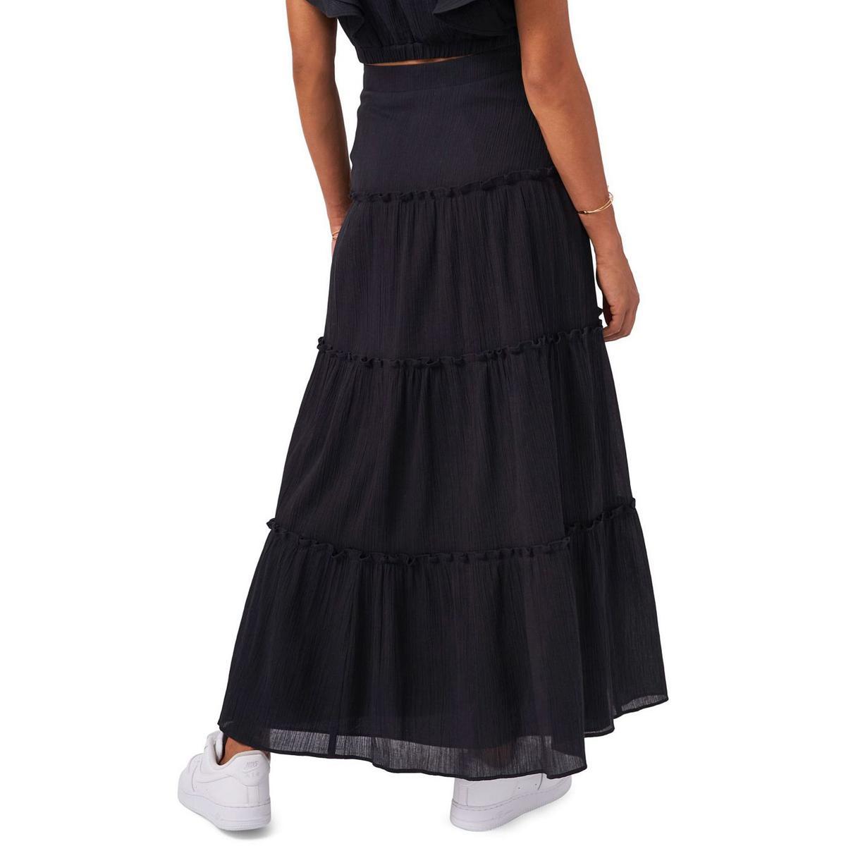 Black cotton tiered maxi clearance skirt