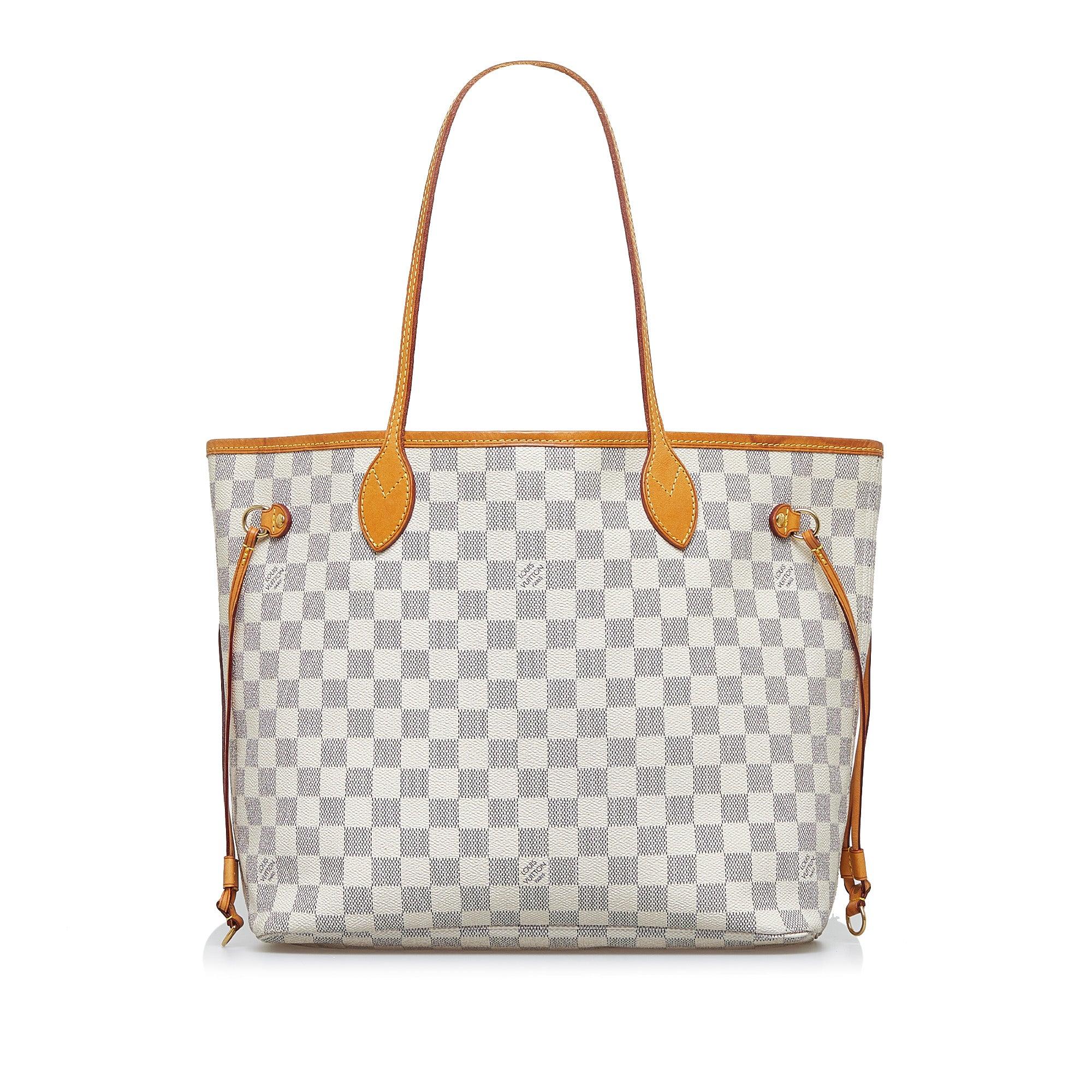 Louis Vuitton Neverfull White Canvas Tote Bag (Pre-Owned)