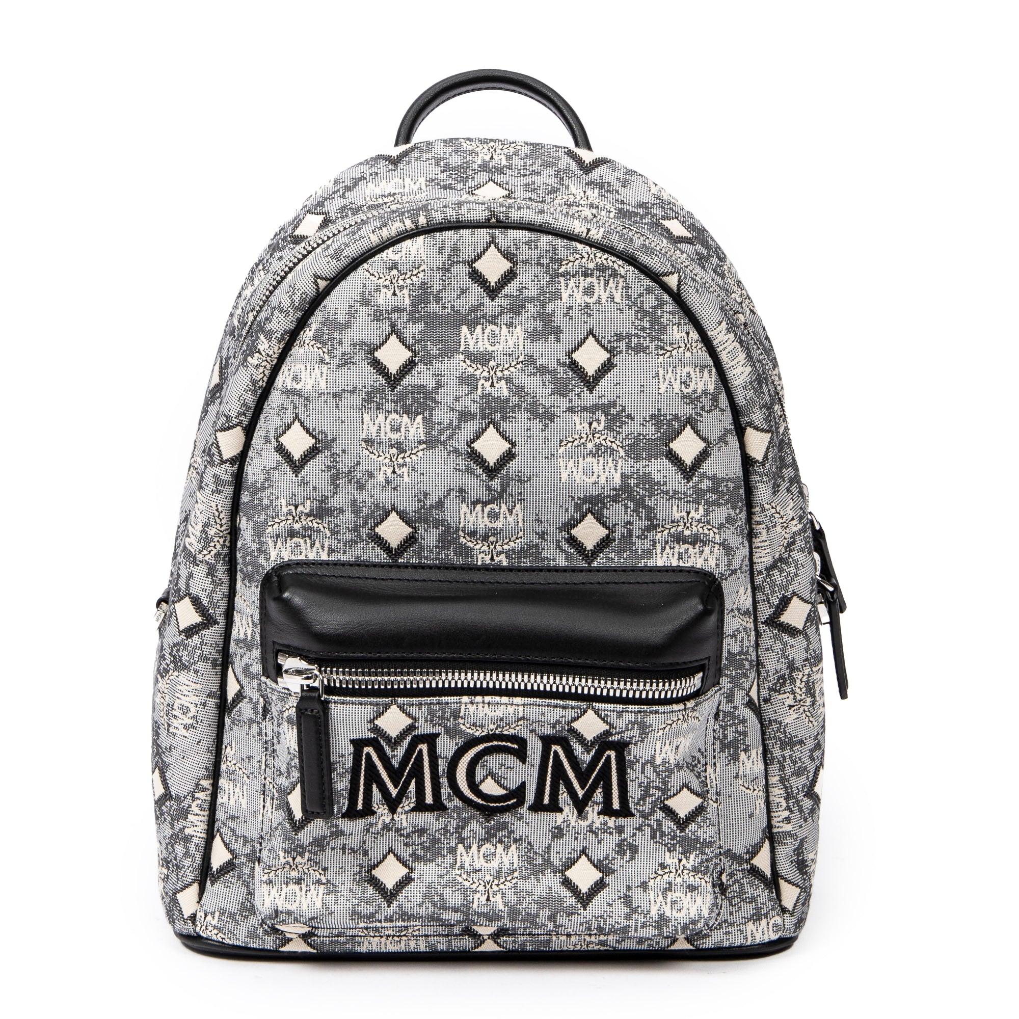  MCM Vintage Jacquard Mini Backpack Grey One Size