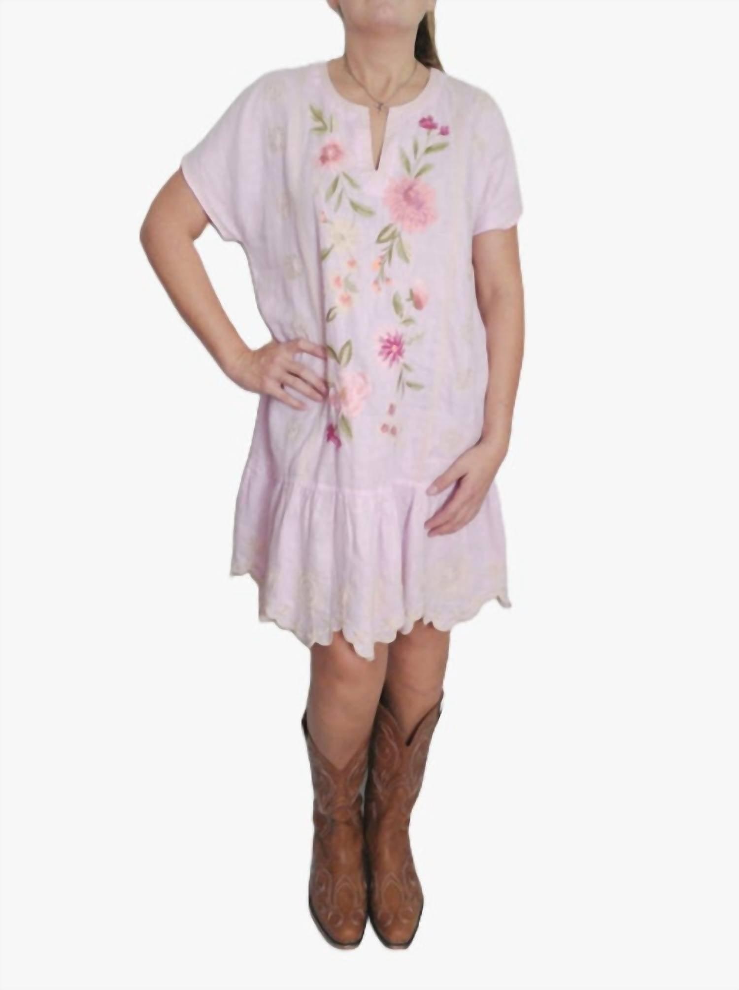 Johnny Was Della Relaxed Linen Flounce Dress in Pink | Lyst Johnny Was Della Relaxed Linen Flounce Dress in Pink | Lyst
