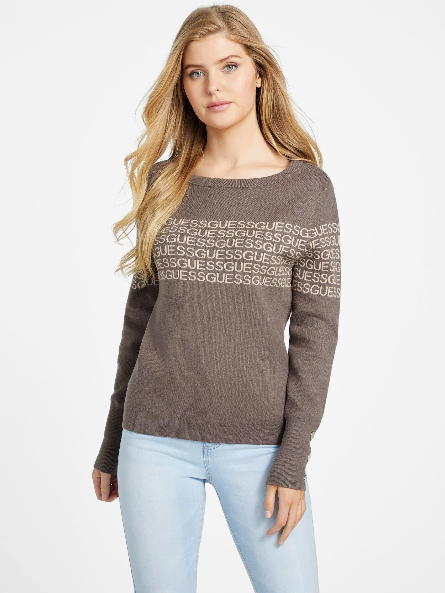 Guess Mana Logo Sweater in Brown | Lyst