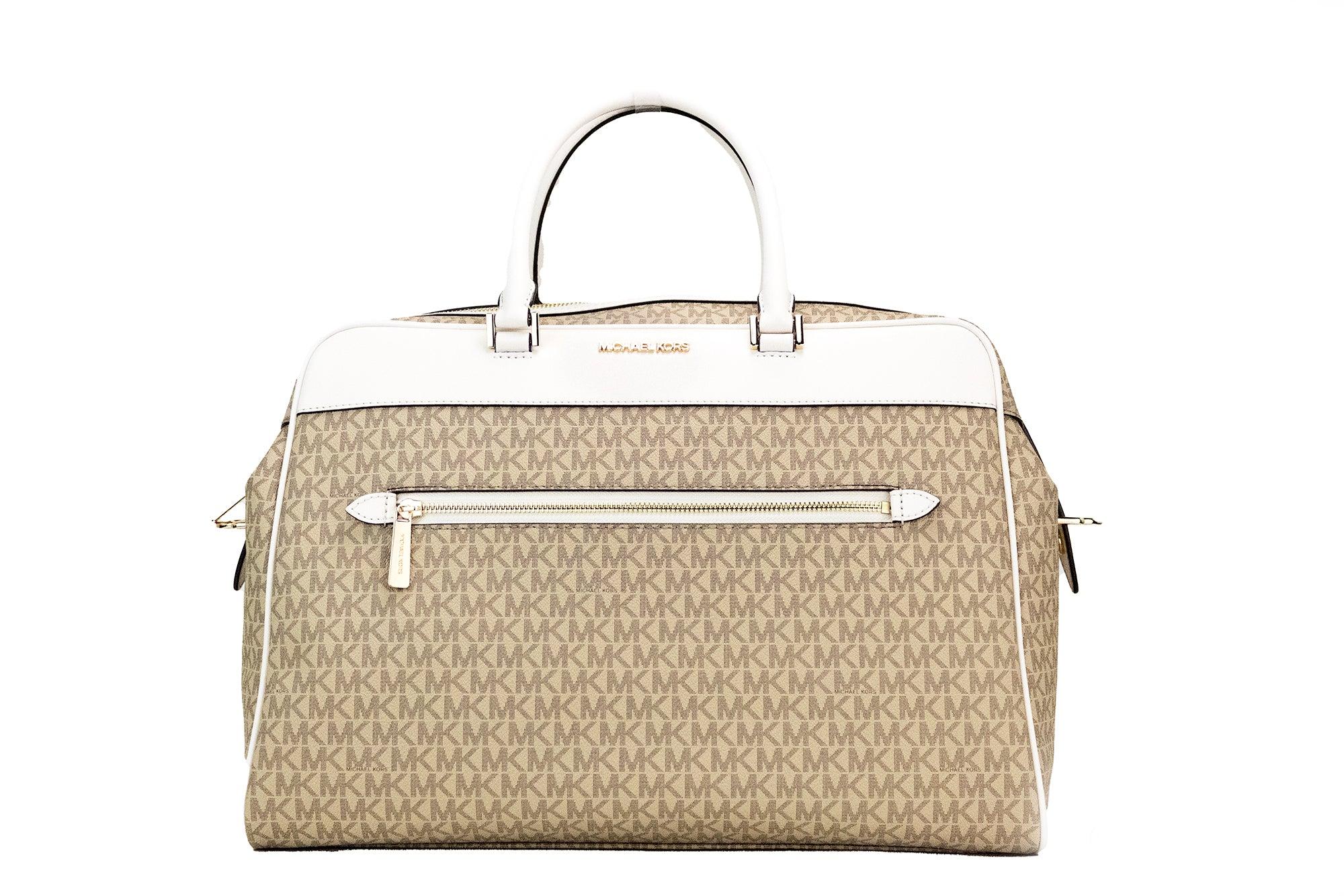 Michael Kors Mk Travel Luggage Large Top Zip Weekender Bag- Light Cream Multi
