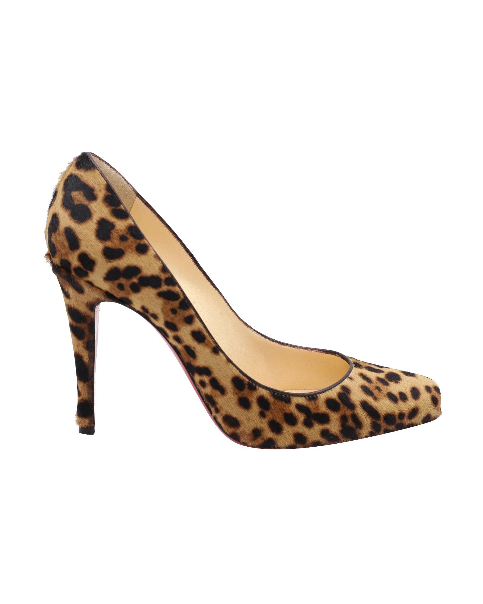 Christian Louboutin Leopard Print High Heel Pumps in Metallic Lyst