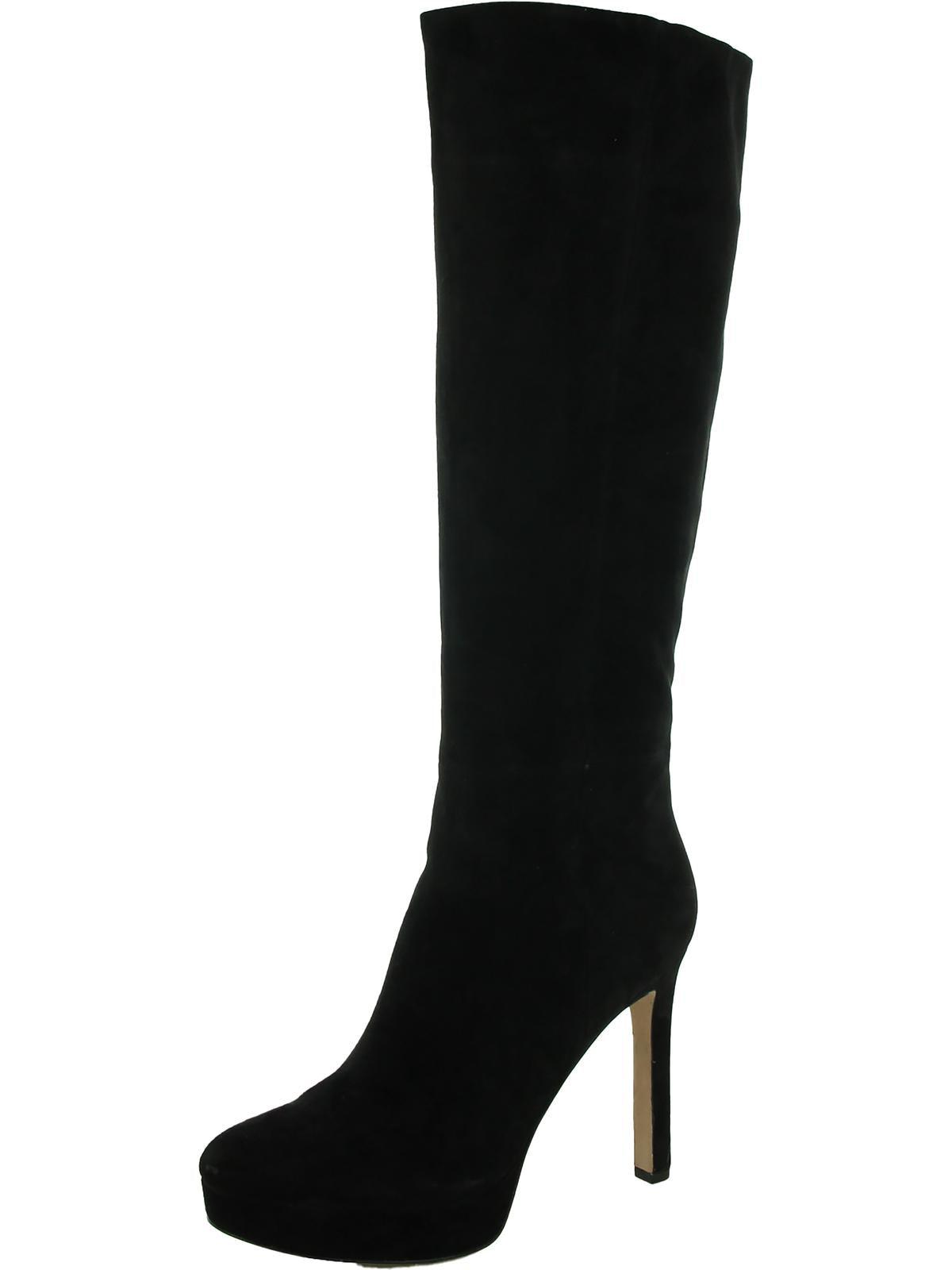 Veronica Beard Dali Suede Heels Knee-high Boots in Black | Lyst