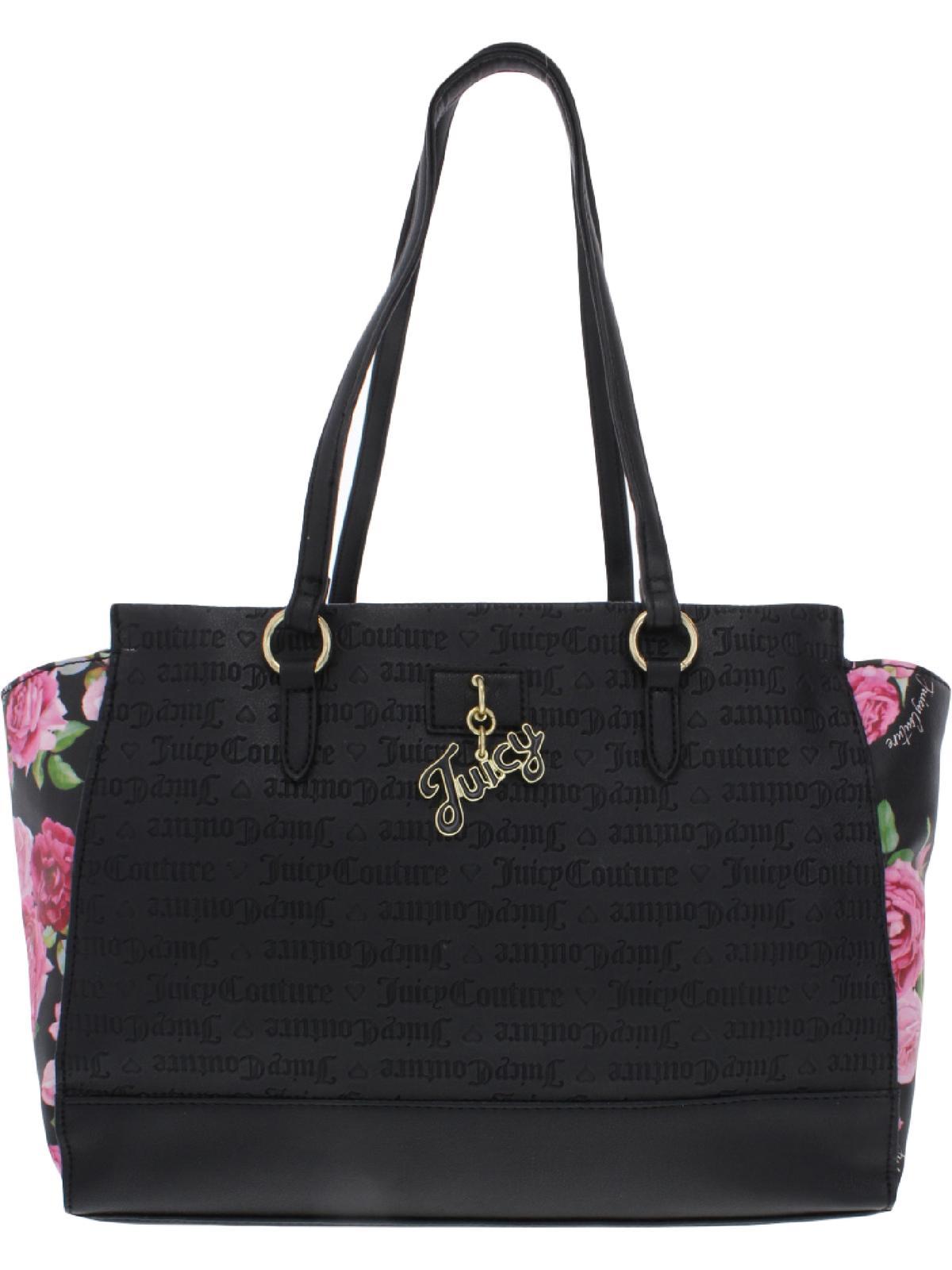 Juicy Couture Love Lock Faux Leather Logo Satchel Handbag in Black | Lyst