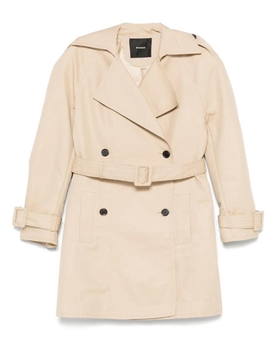 Pinko Double-Breasted Trench Coat With Tailored Silhouette