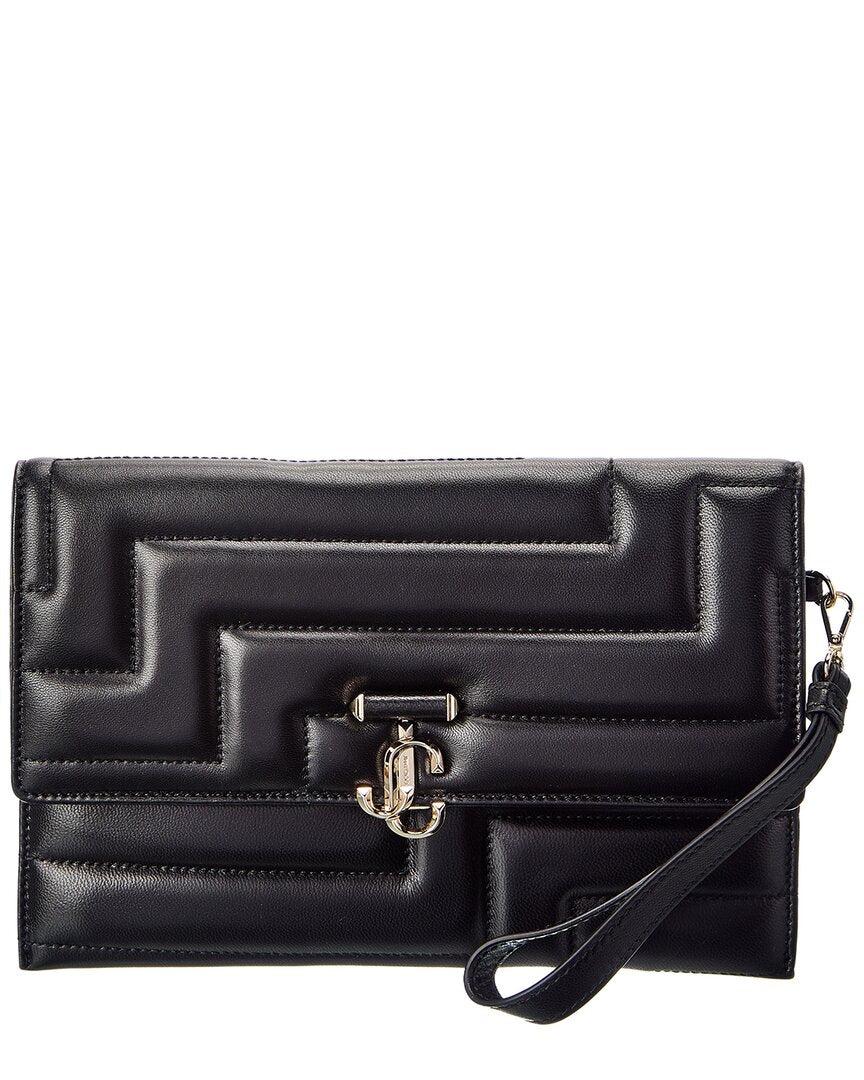 Jimmy Choo Jc Square Avenue Envelope Leather Pouch in Black | Lyst