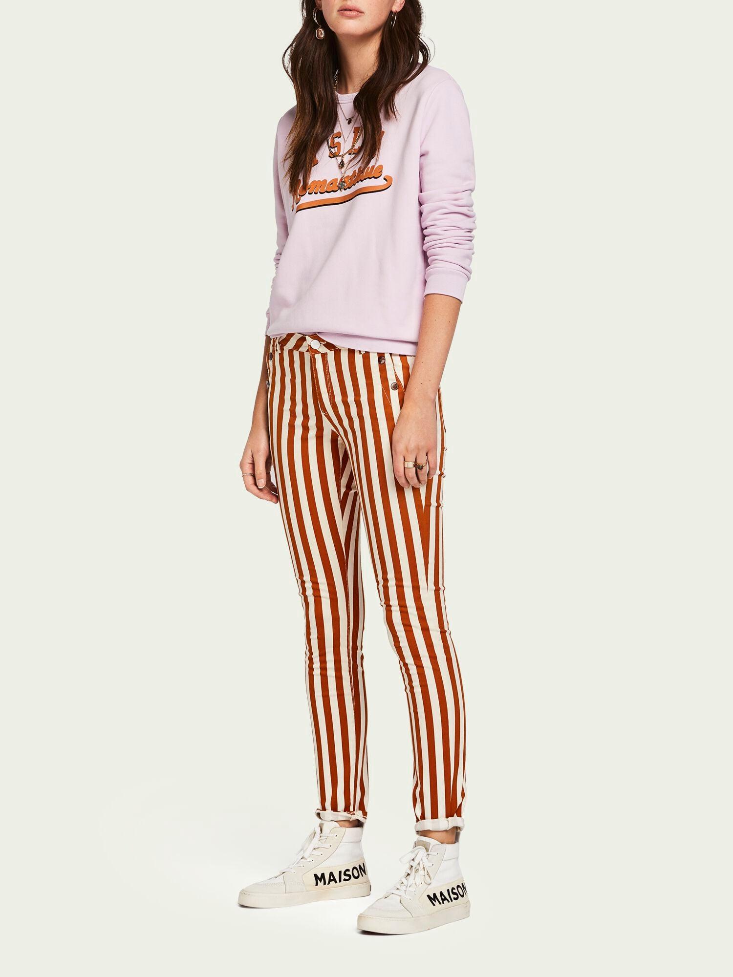Striped Trousers | Mid Rise Skinny Fit 