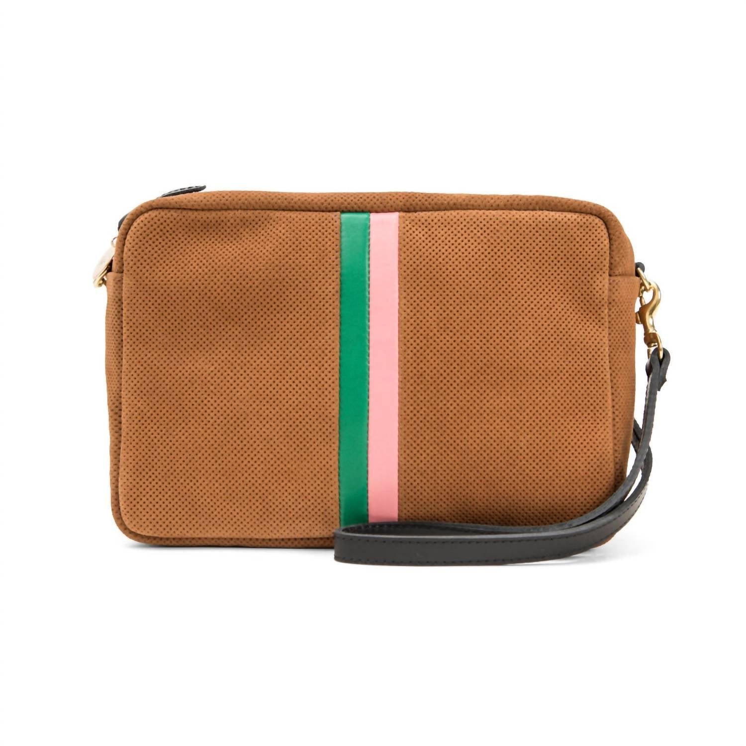 Clare V. Marisol Bag W/ Emerald & Petal Italian Nappa Desert Stripes I in  Brown