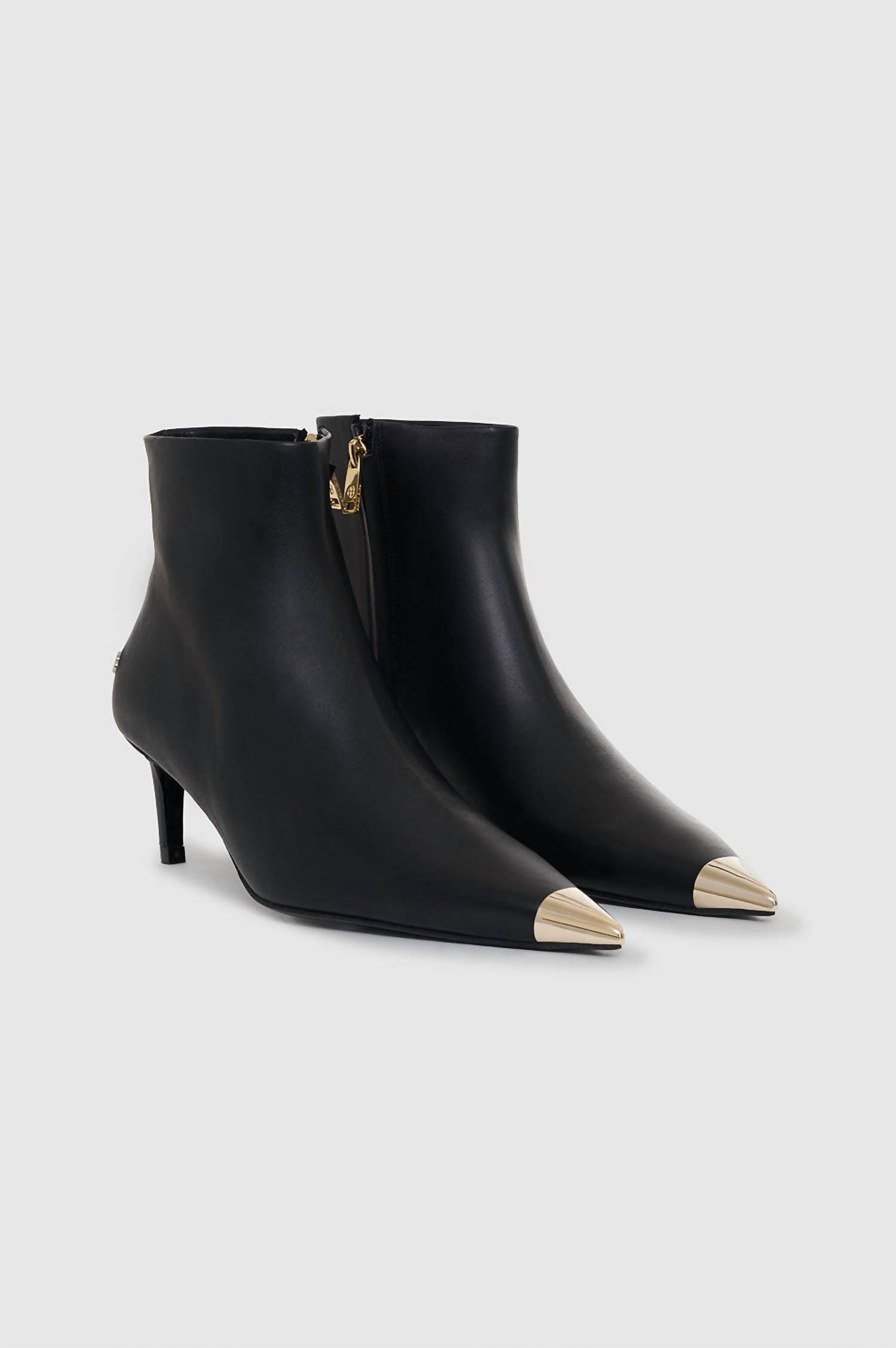 【関税込み】ANINE BING ブラック Nina l Toe Cap ブーツ ANINE BING Tall Nina Boots With Metal Toe Cap - Black