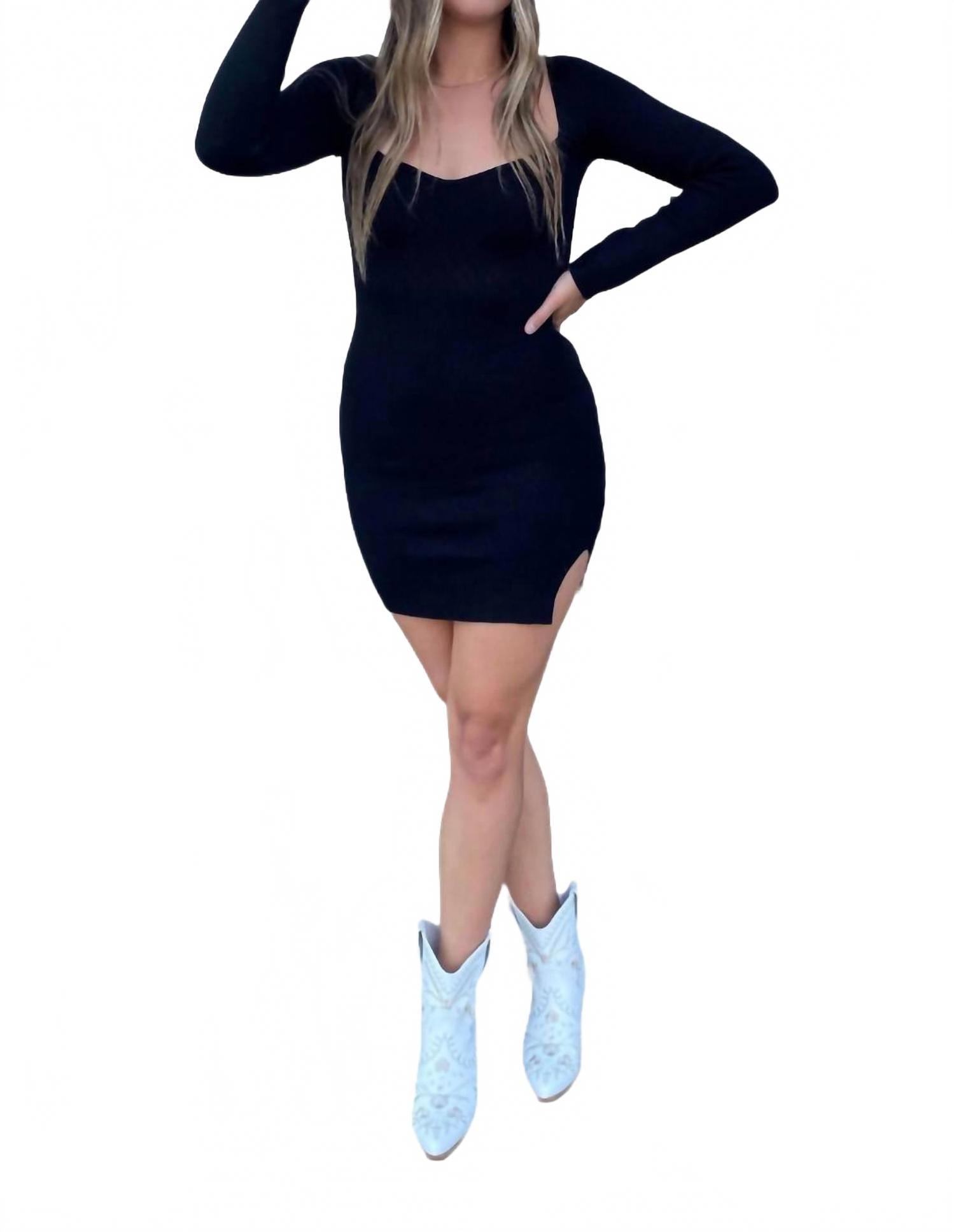 knee length dresses for ladies Black Puff Sleeve Cut Out Mini Dress by Moon River – East Coast Ivy Boutique main image 0