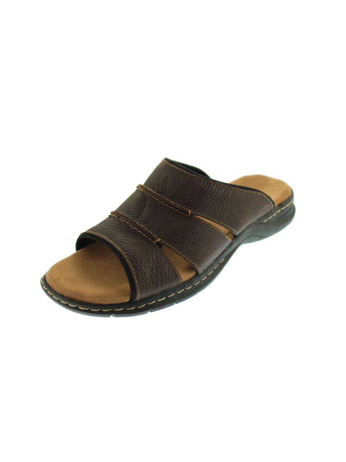 Dr. Scholls Gordon Leather Memory Foam Slide Sandals in Brown for Men