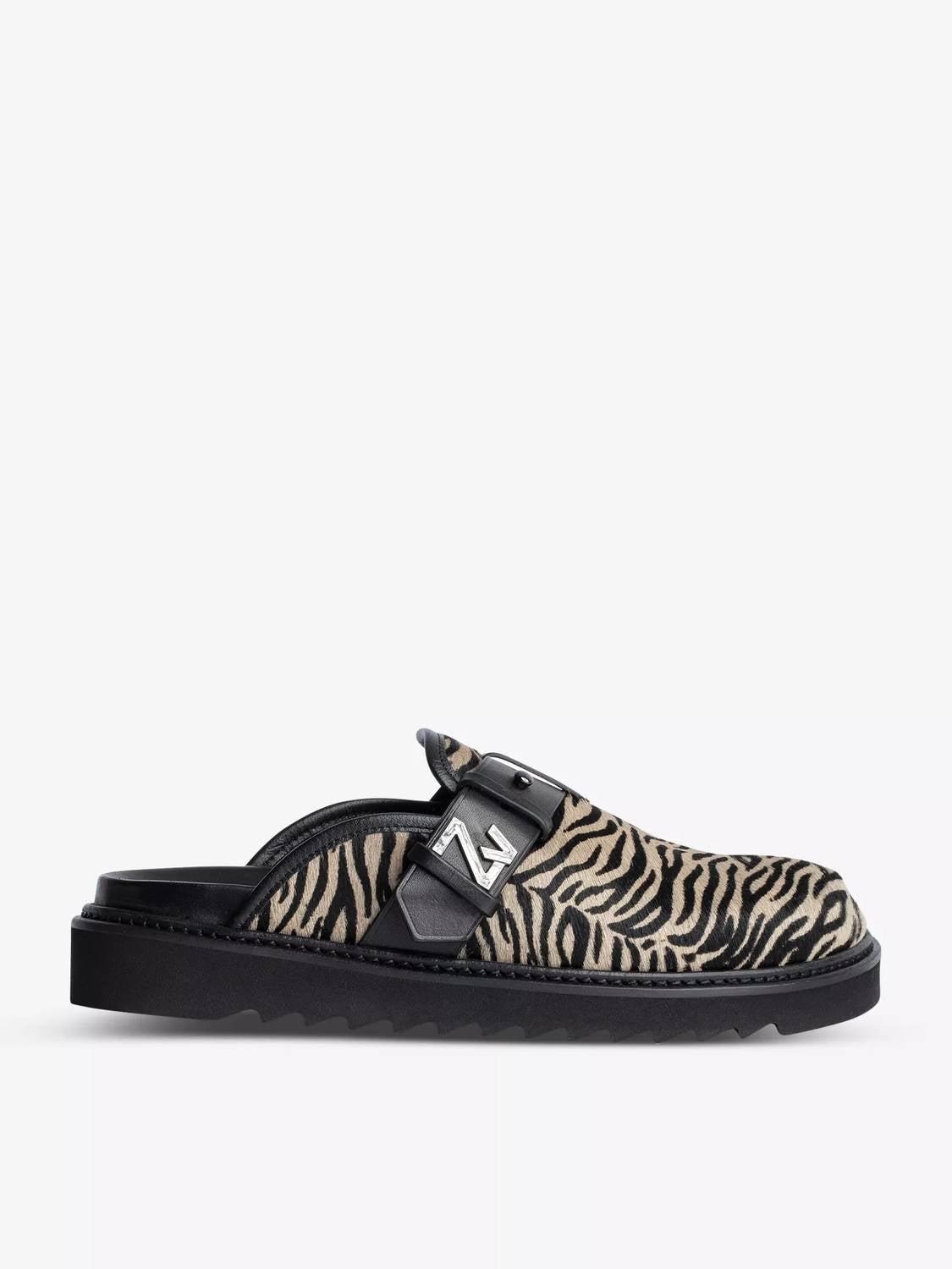 Zadig & Voltaire Alpha Zebra-Print Leather Mules in White | Lyst Zadig & Voltaire Alpha Zebra-Print Leather Mules in White | Lyst