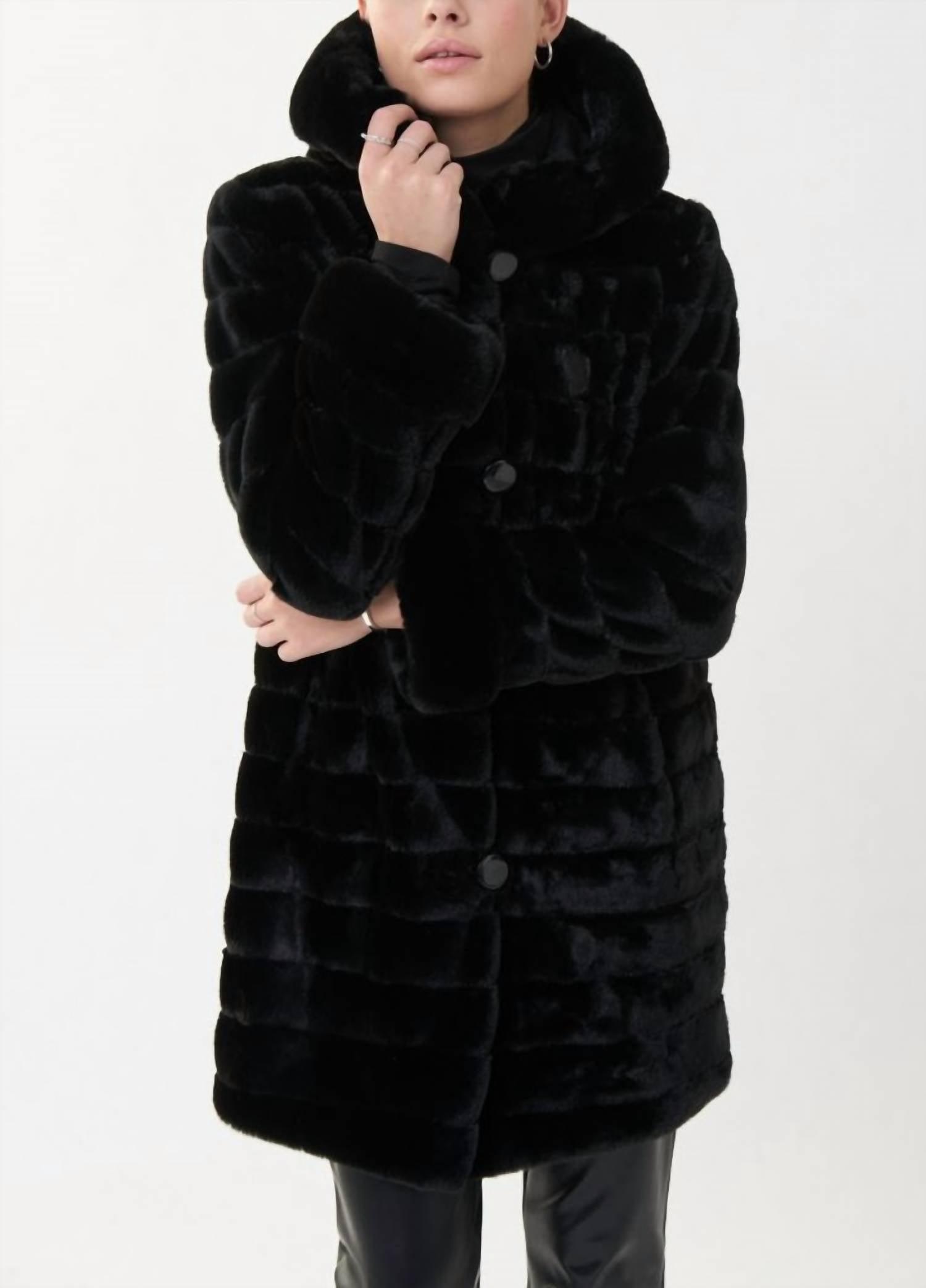 Joseph Ribkoff Faux Fur Coat I in Black Lyst