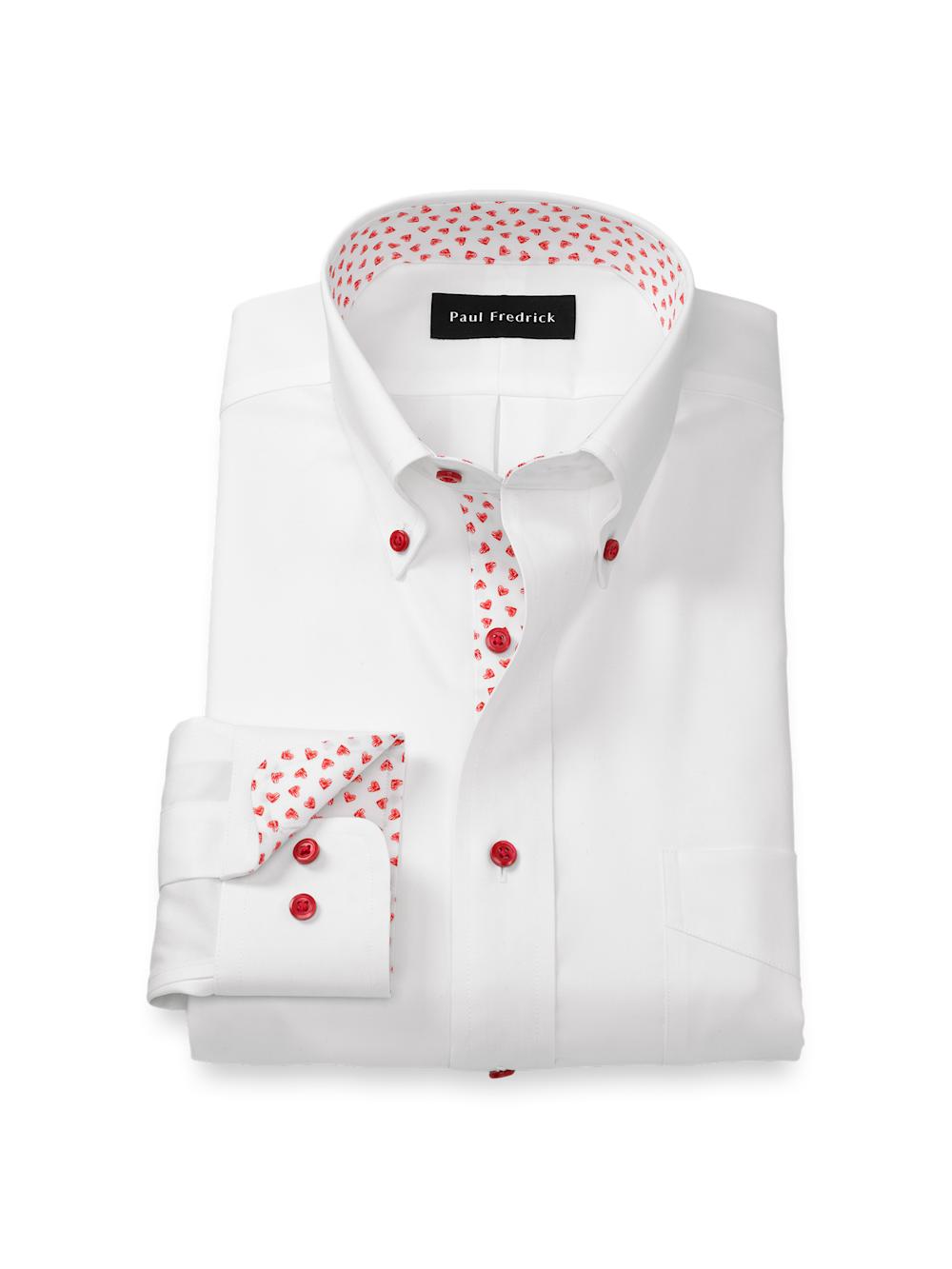 Paul Fredrick Tailored Fit Comfort Stretch Non-Iron Solid Dress Shirt With Contrast Trim in White for Men | Lyst Paul Fredrick Tailored Fit Comfort Stretch Non-Iron Solid Dress Shirt With Contrast Trim in White for Men | Lyst