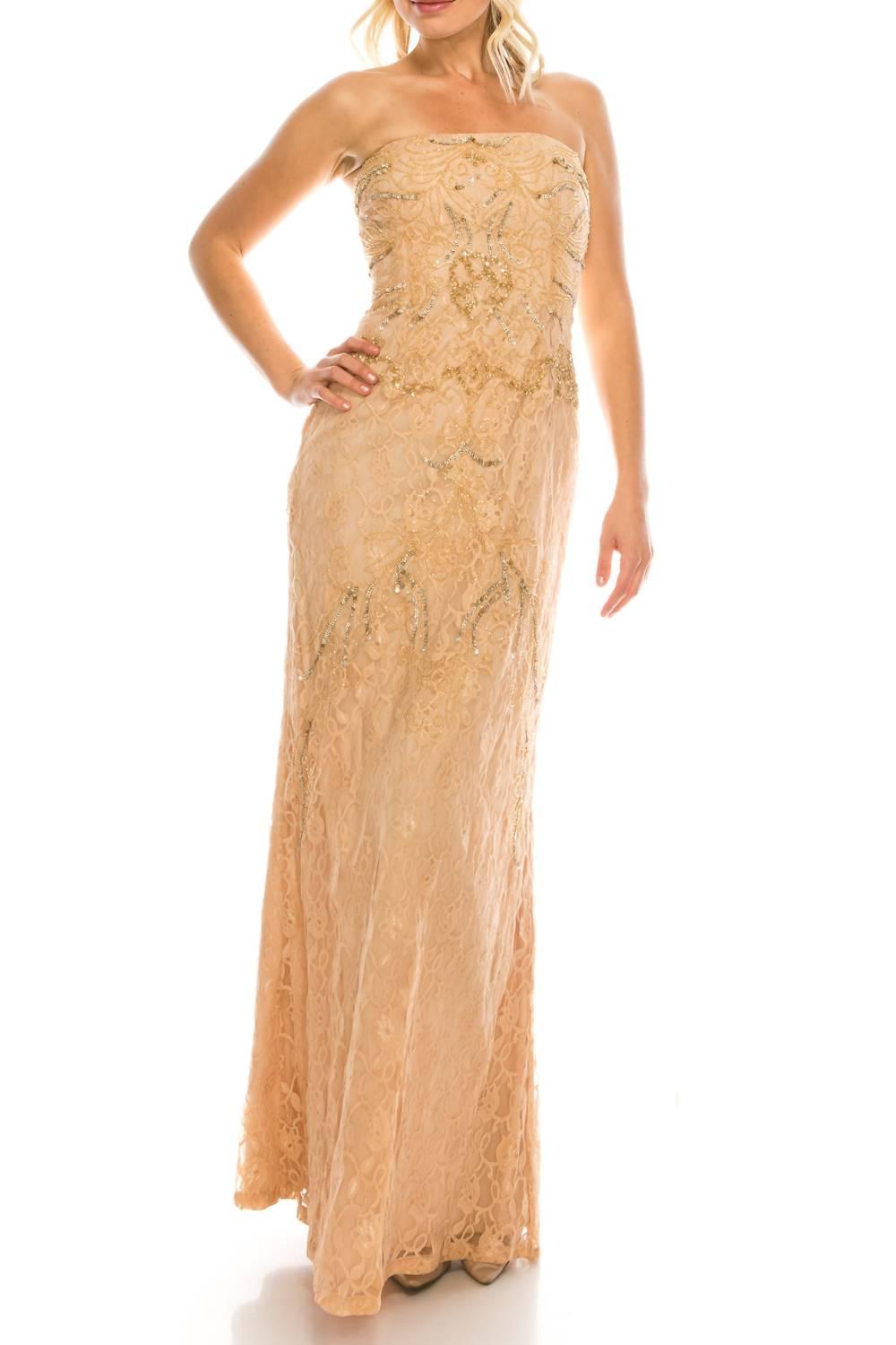adrianna papell beige lace dress Ivory Cap Sleeve Lace Midi Dress