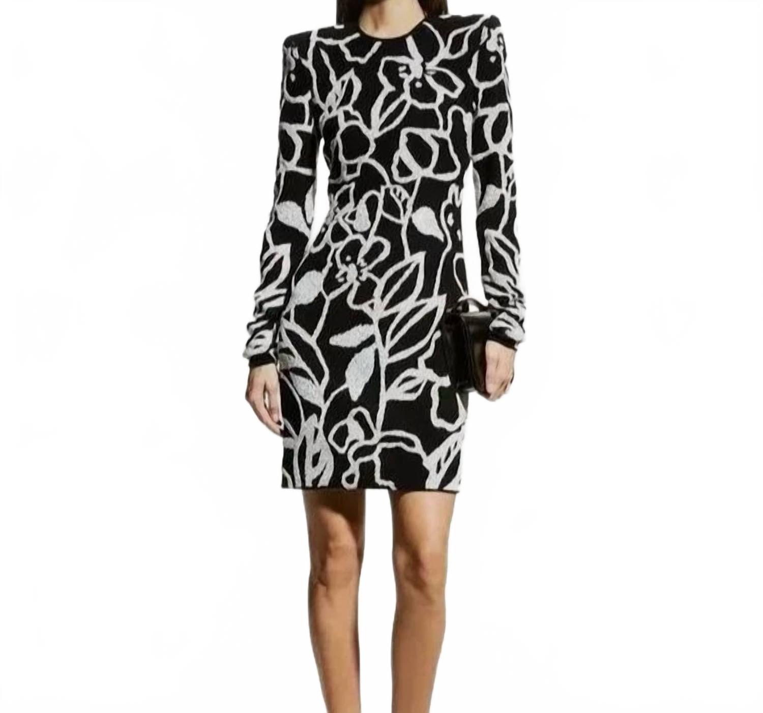 princess polly baby blue dress Naeem Khan Beaded Long Sleeve Evening Dress in Black