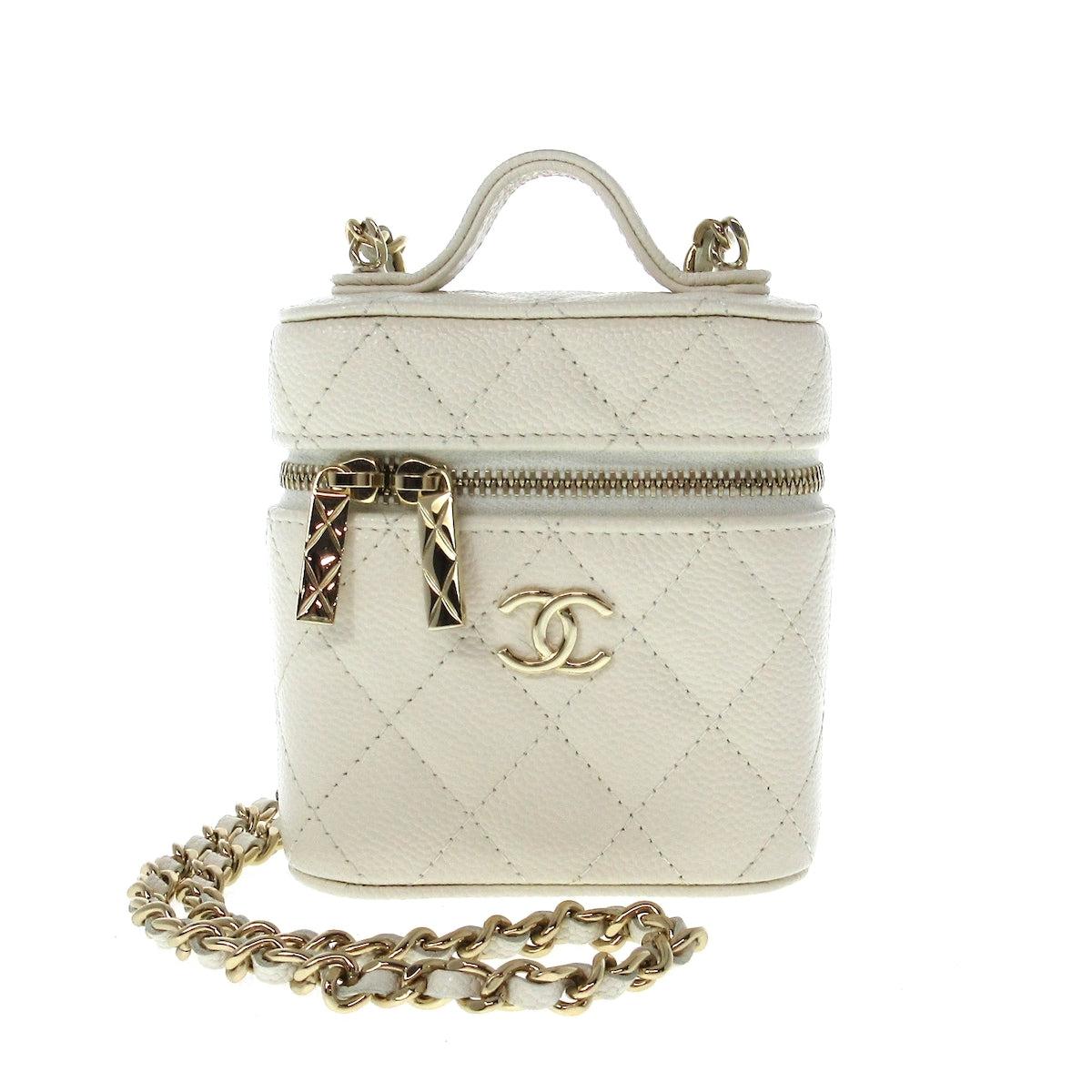 Chanel Vanity Leather Shoulder Bag (pre-owned) in Natural
