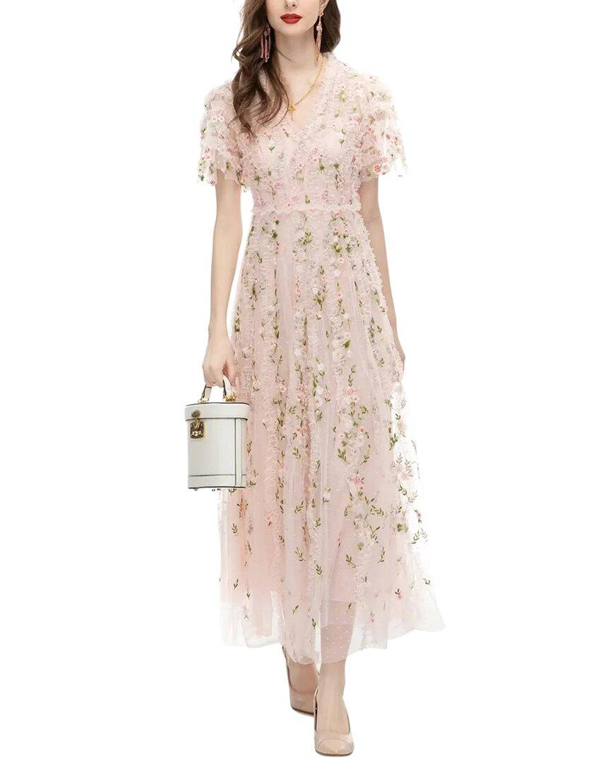 chinese dress ladies Ailani Lace-Up Back Maxi Dress Sparkle Pink