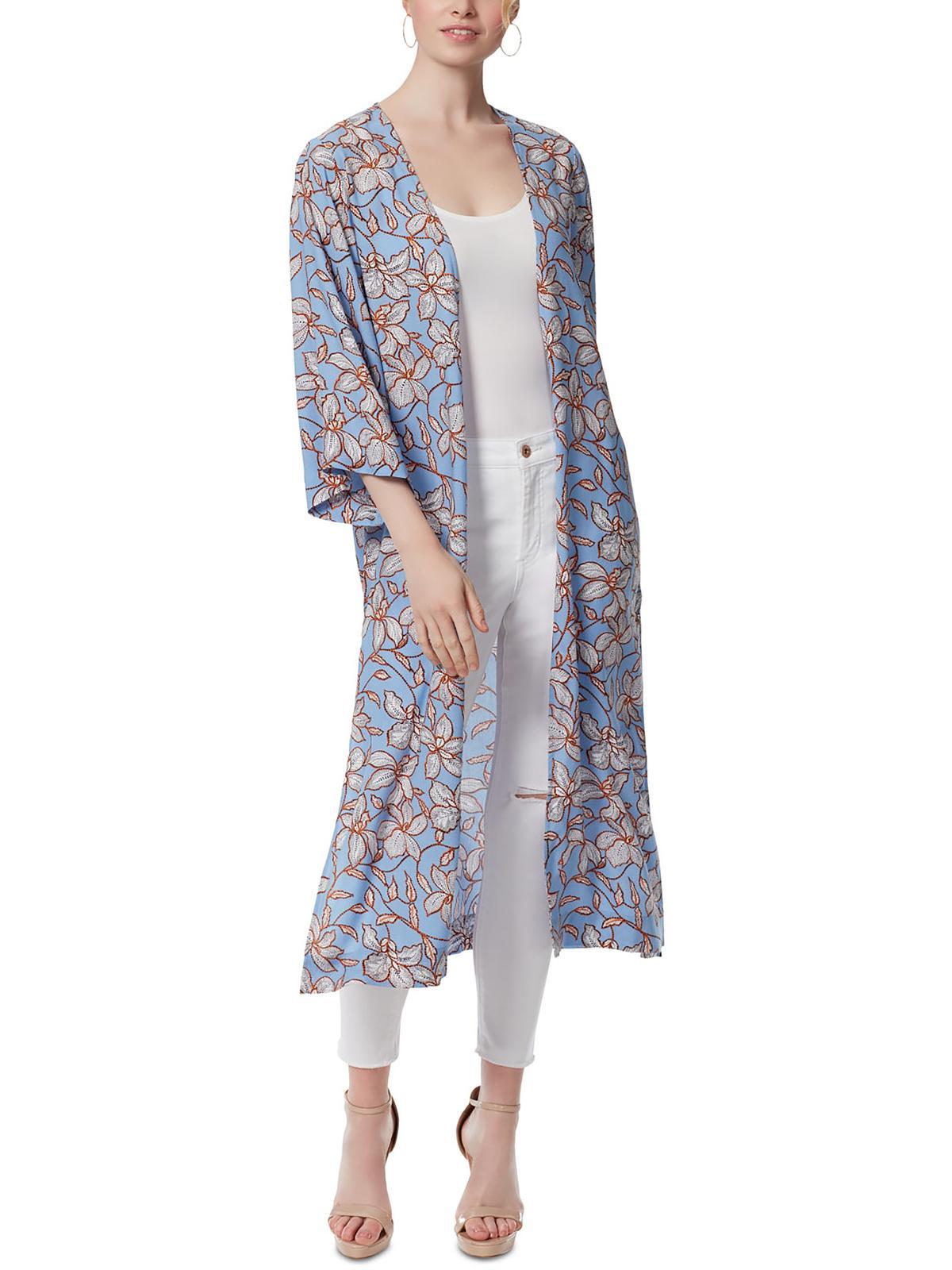 Jessica Simpson Blakely Floral Open Front Kimono in Blue | Lyst