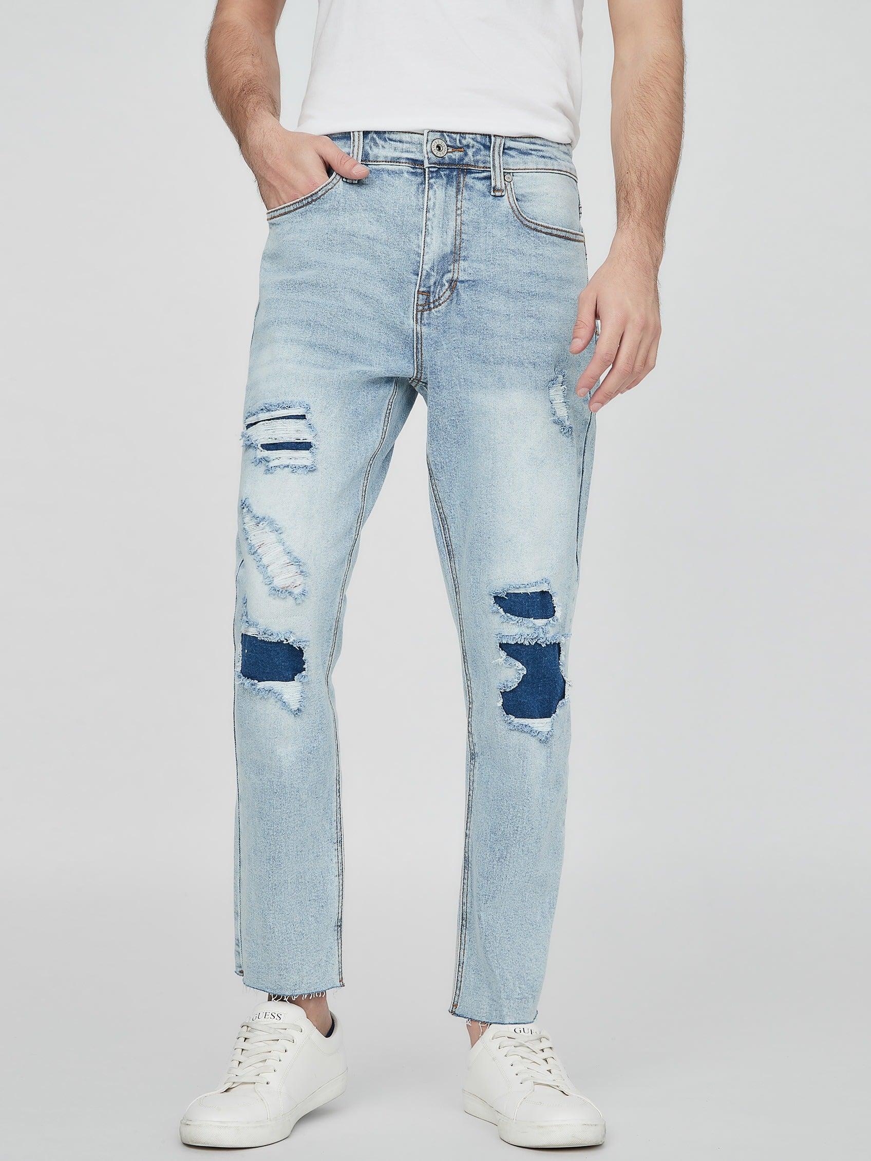 Guess Factory Florence Distressed Cropped Jeans in Blue for Men | Lyst