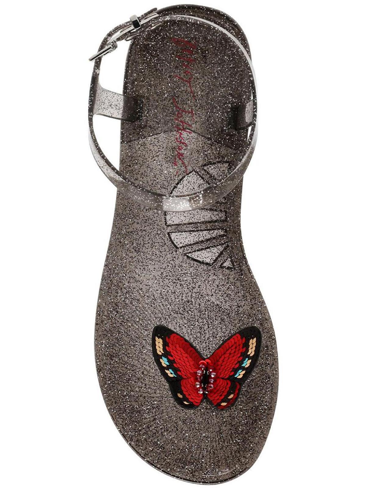 Betsey Johnson Tabby Glitter Flat Jelly Sandals in Black Lyst