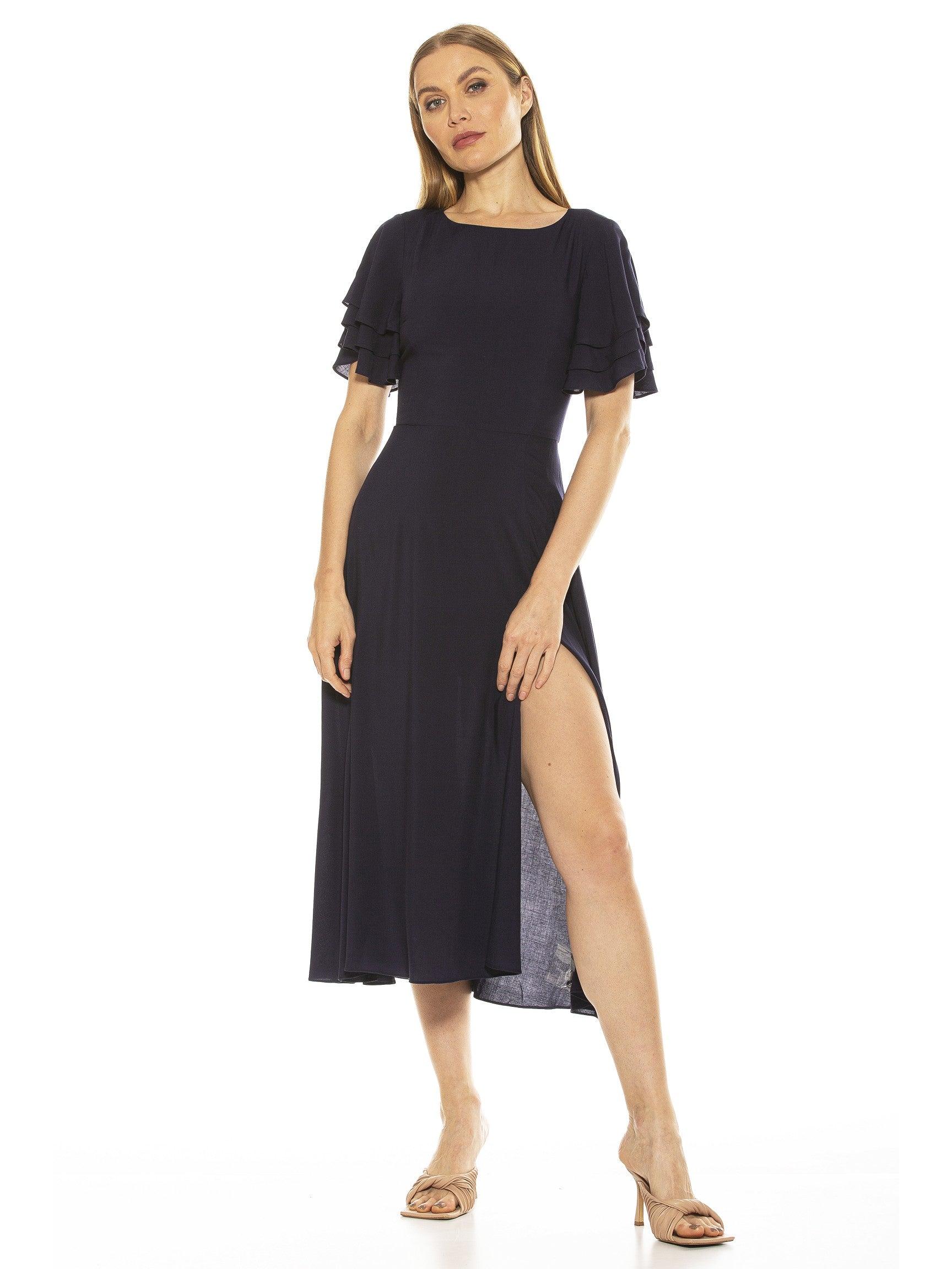 knee length dresses for ladies Madelyn Pink Floral Midi Dress – Finery London main image 1