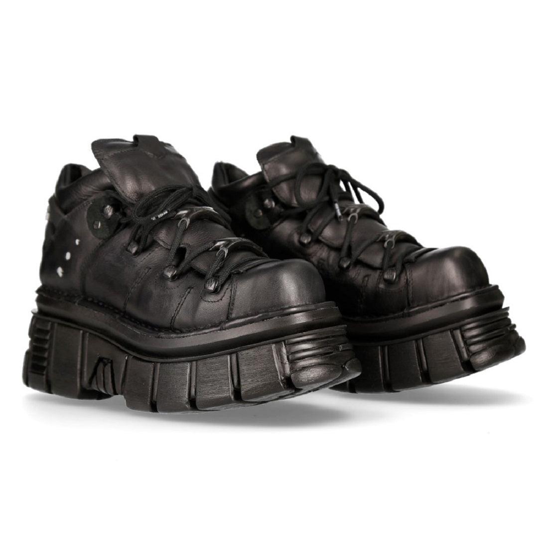 EU 37 Vintage Lace up New Rock Boots - Silver and Black