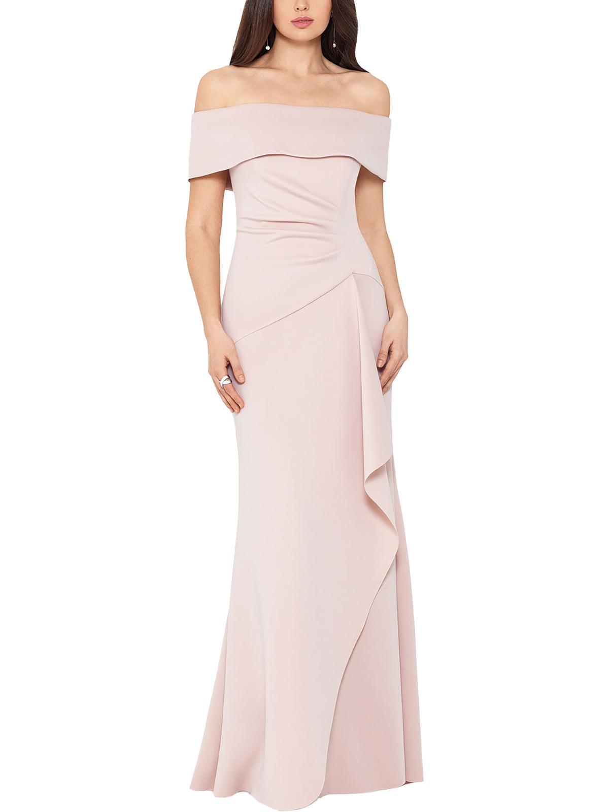 Xscape Ruffled Off The Shoulder Maxi Dress in Pink | Lyst
