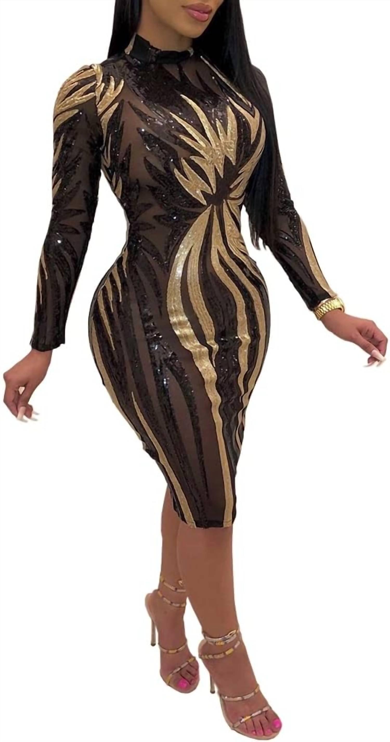 GAJE Luxury Sequin Party Sexy Sparkle Club Dress in Black