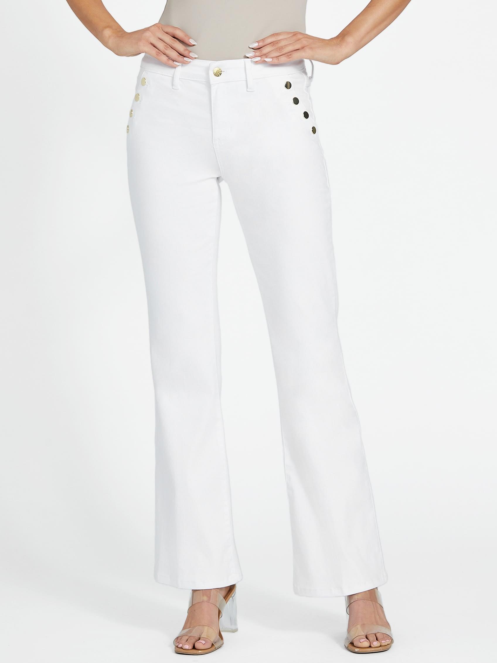 Guess Factory Wyatt Mid-rise Sailor Flare Jeans in White | Lyst