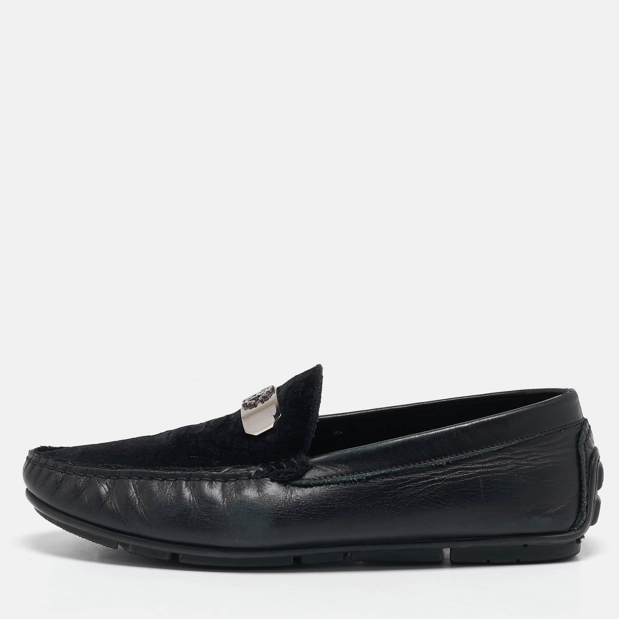 NWT women Roberto Cavalli Black Leather Slip-On Loafers size 10,5-11 Roberto Cavalli 22505-A Black Calf-Skin Leather Horsebit  main image 2