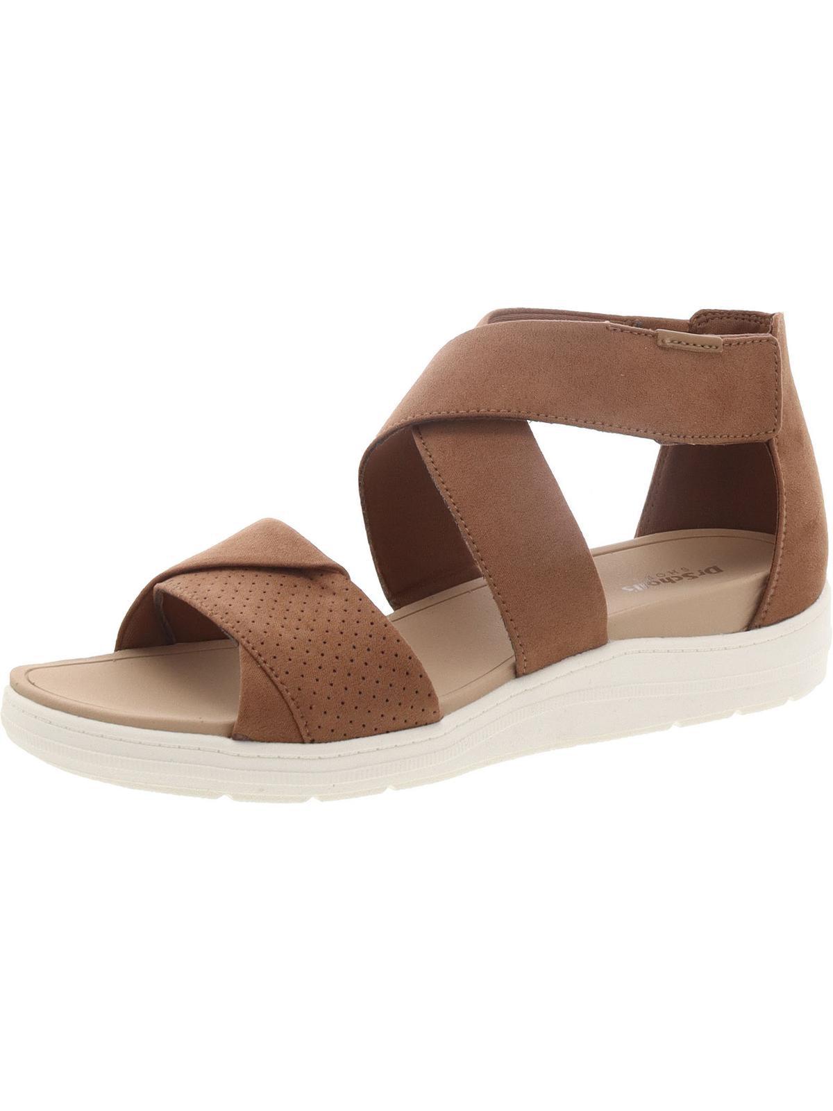 Dr. Scholls Time Off Fun Perforated Criss Cross Wedge Sandals in Brown Lyst