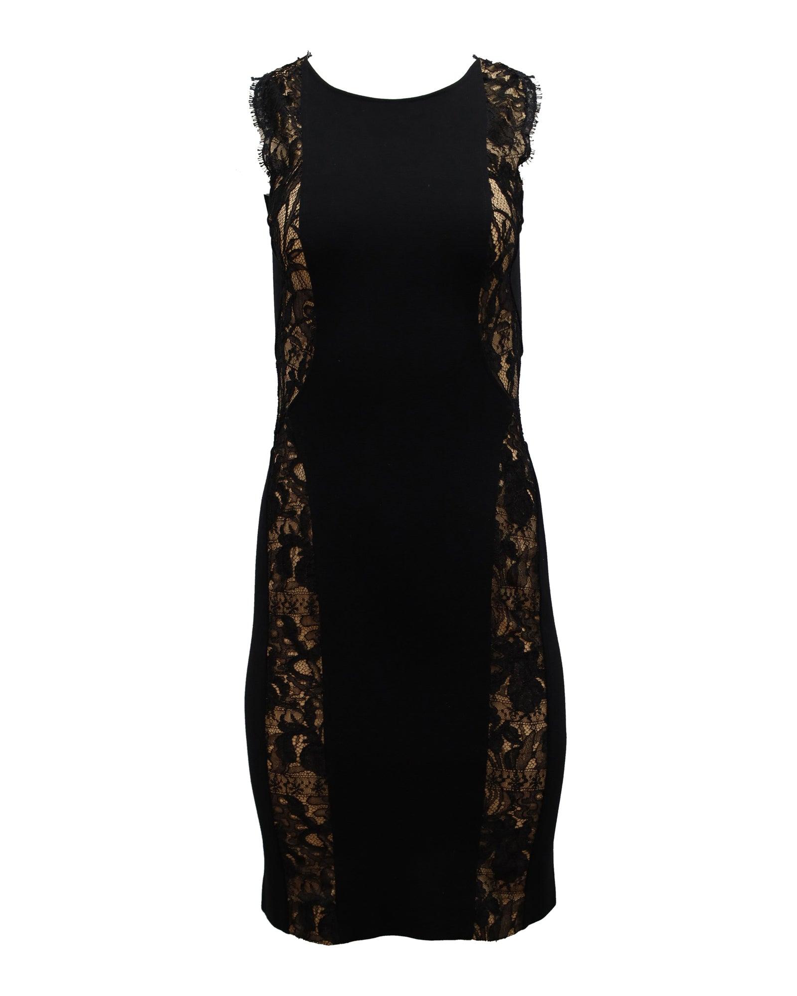 Emilio Pucci Lace Trimmed Bodycon Viscose Dress in Black Lyst