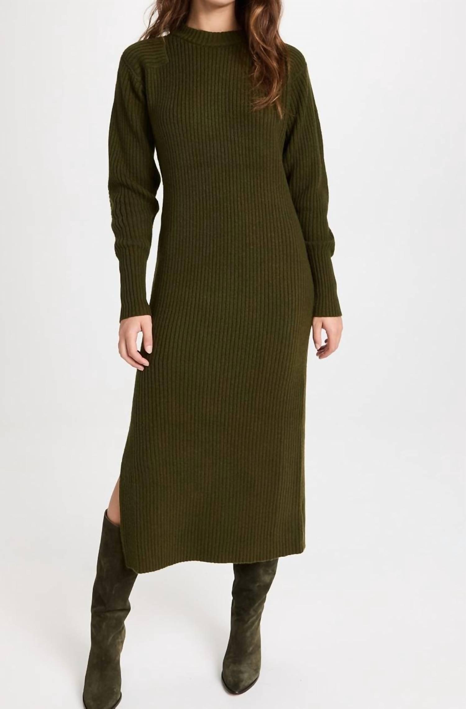 slim fit dress slacks Anine Bing // Green Wool Ribbed Knit Midi Dress – VSP Consignment main image 0