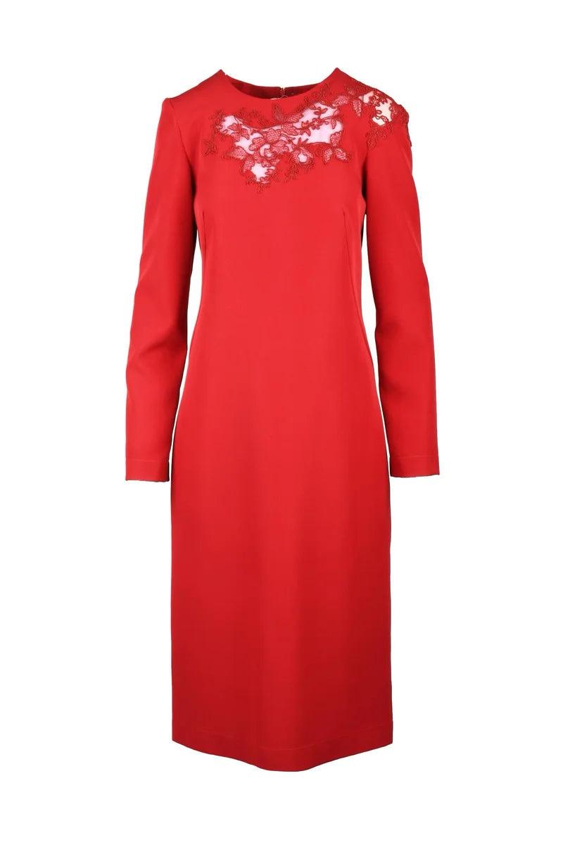 ermanno scervino red dress Bustier dress in stretch silk with white and red vichy print and lace