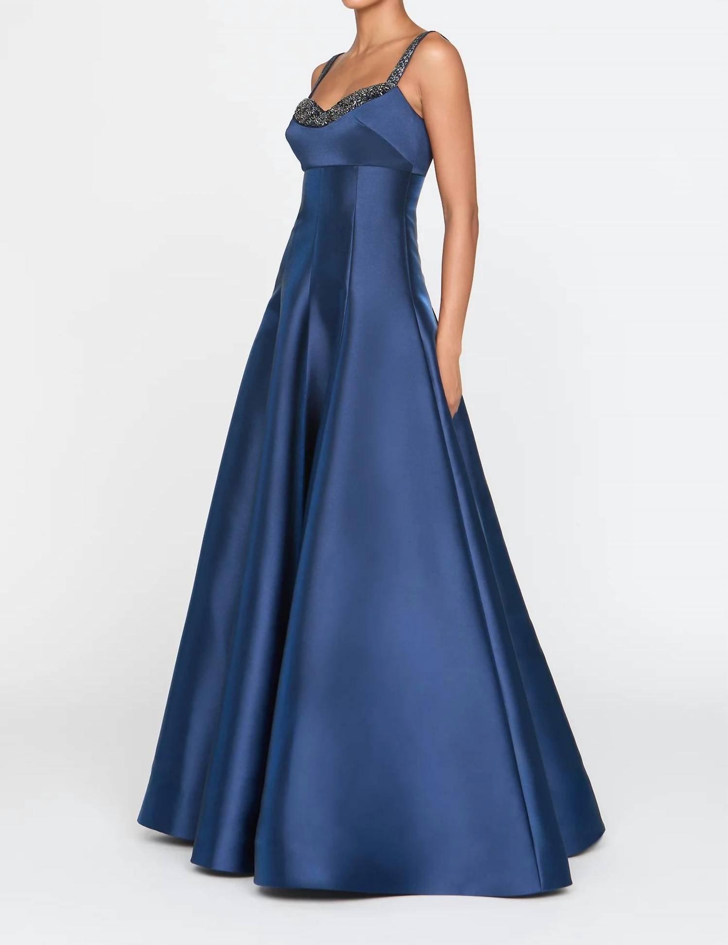 theia gowns & formal dresses Theia Wilma Bishop Sleeve Gown