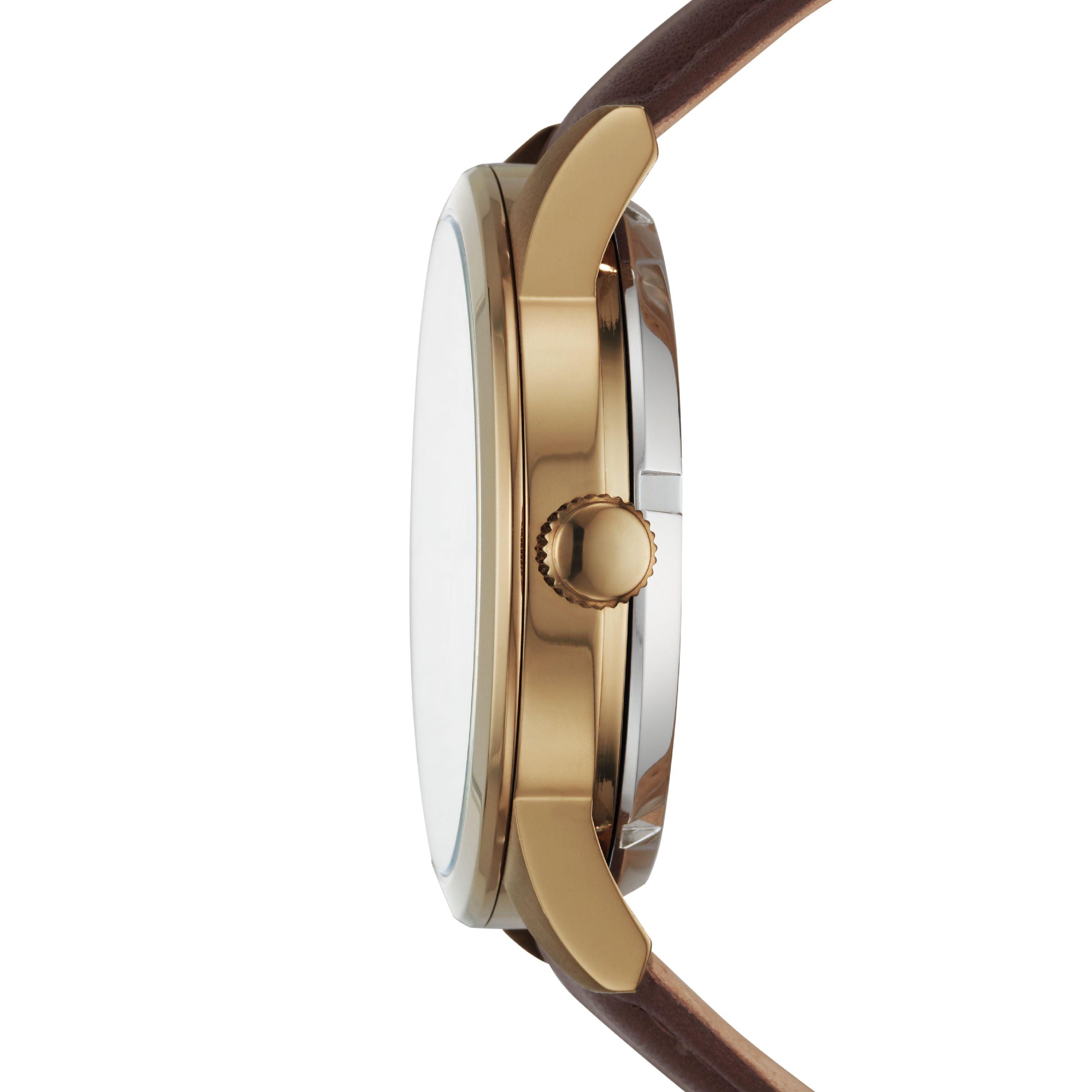 Fossil Leather Flynn Automatic, Gold 