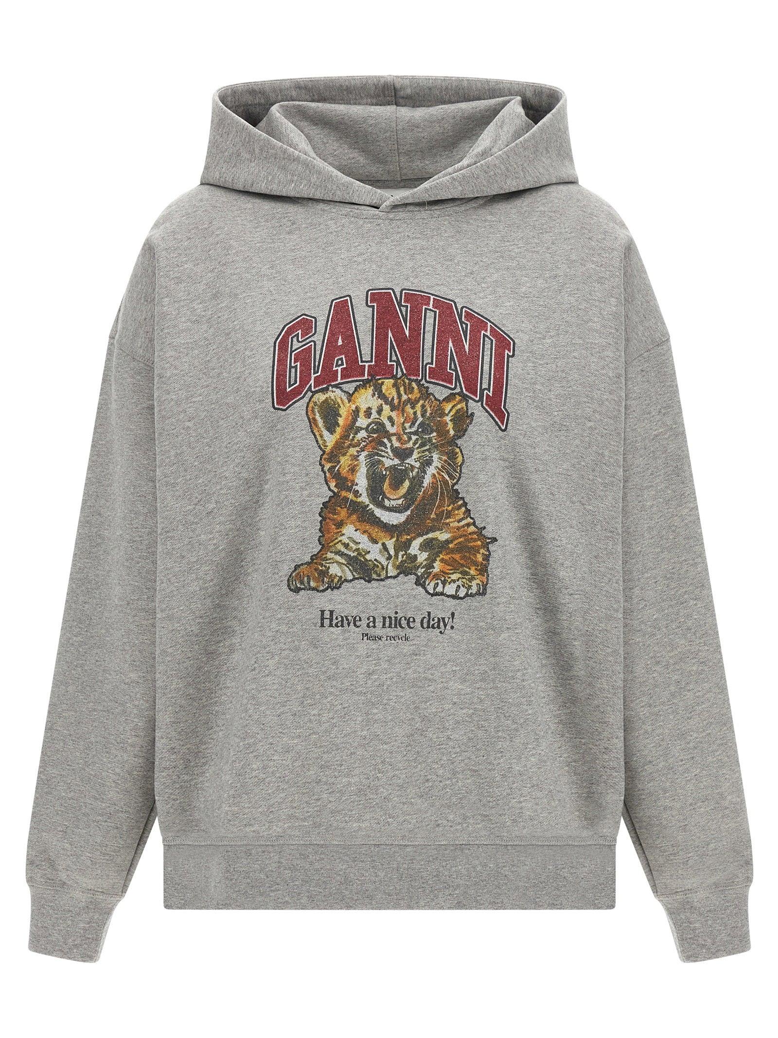 Ganni Tiger' Hoodie in Gray | Lyst