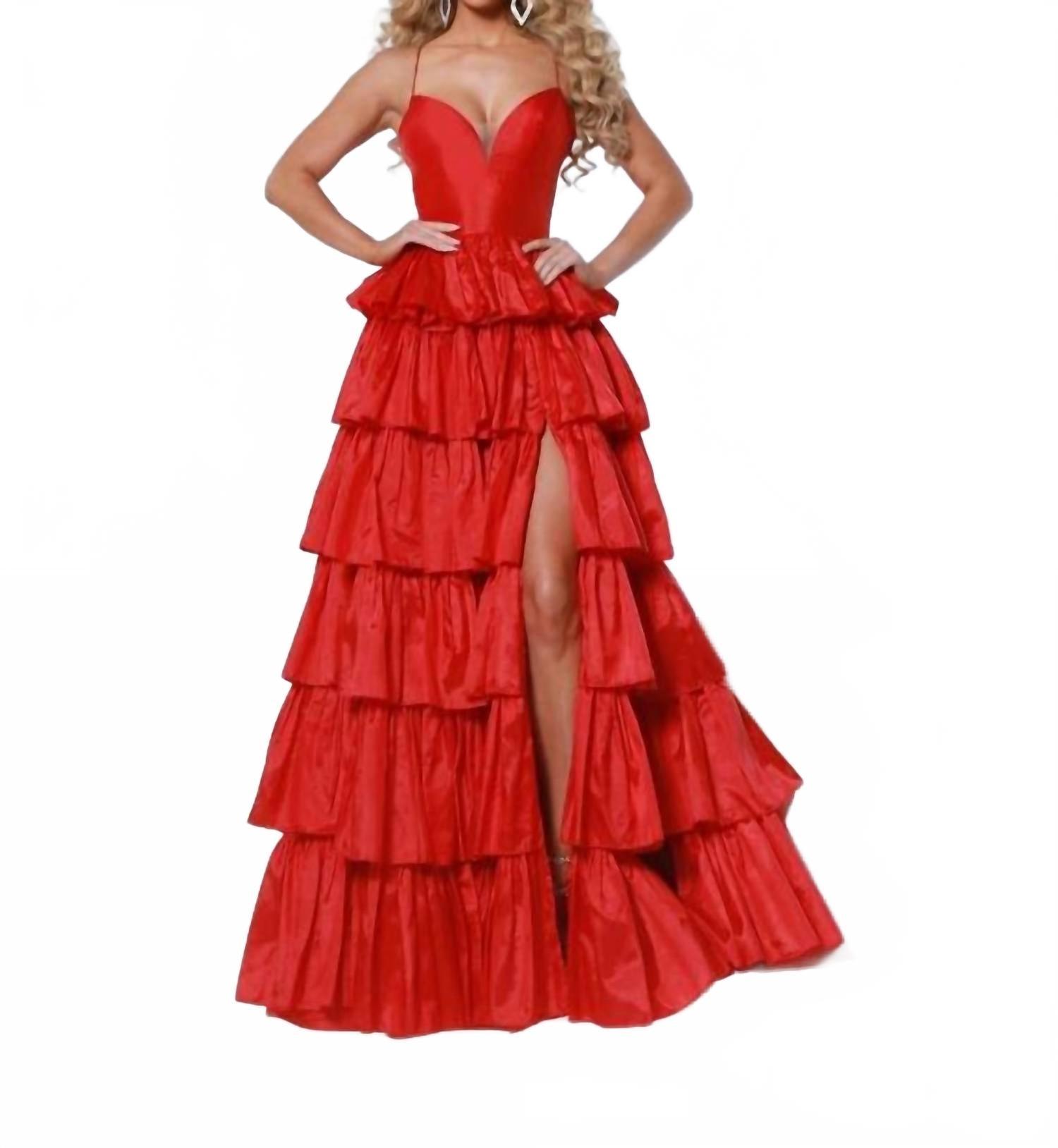 knee length dresses for ladies One-shoulder Thigh-high Slit Long Sleeve Prom Dress