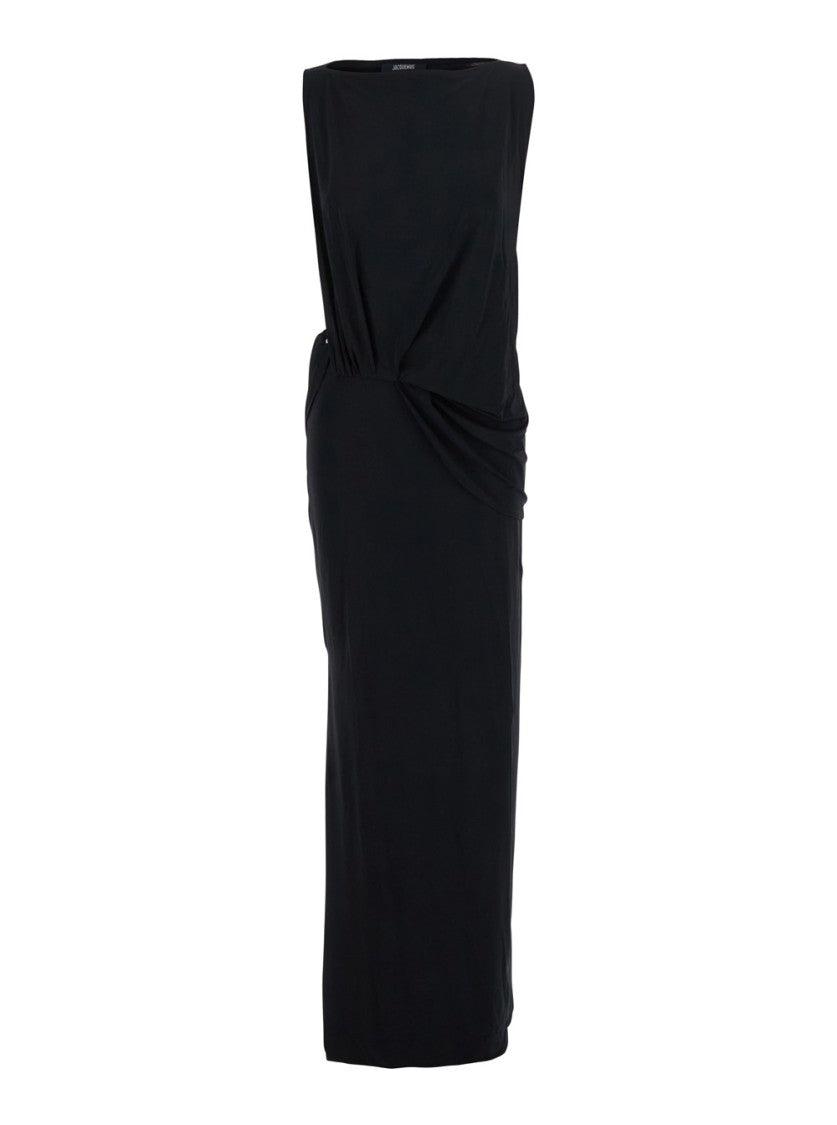 【Jacquemus】La Robe Peplo' Black Long Dress 23760628_55357301_1000.jpg