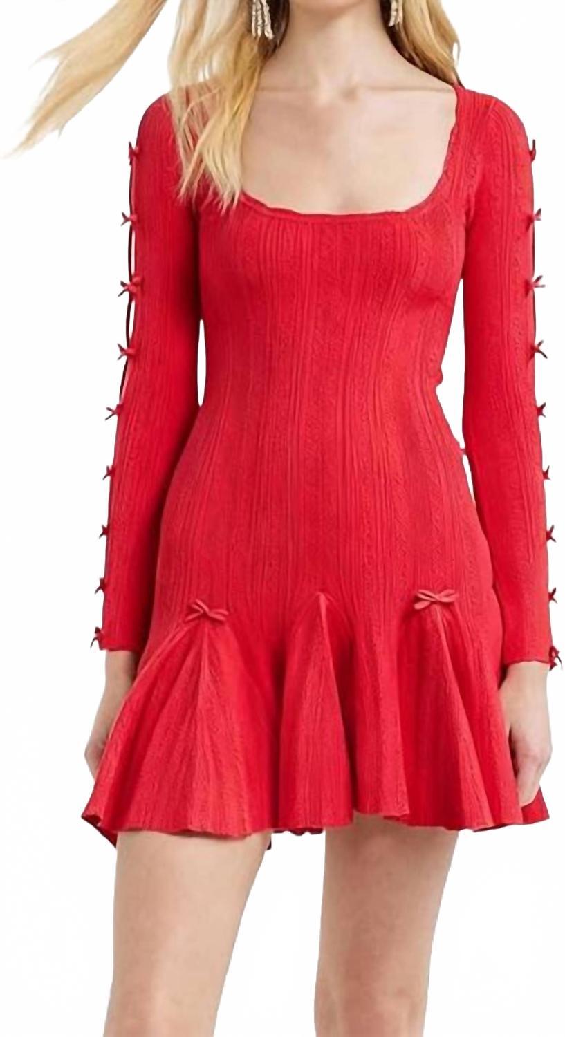 open lace back dress Loveshackfancy Seychelle Candy Apple Knit Long Sleeve Mini Dress